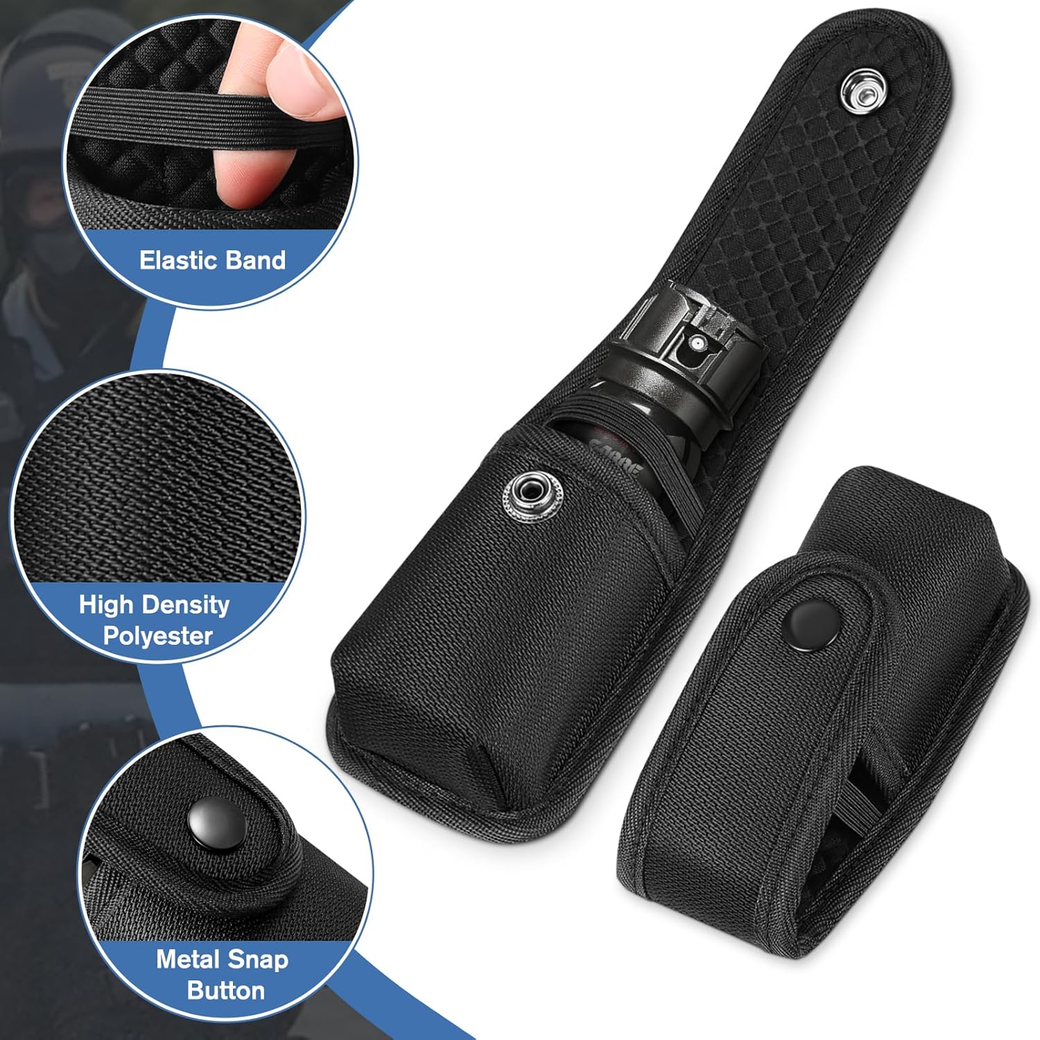 FINPAC Funda moldeada para aerosol OCMace, bolsa de spray de pimienta con solapa superior MK3 MK4 Soporte para recipiente con botón a presión para