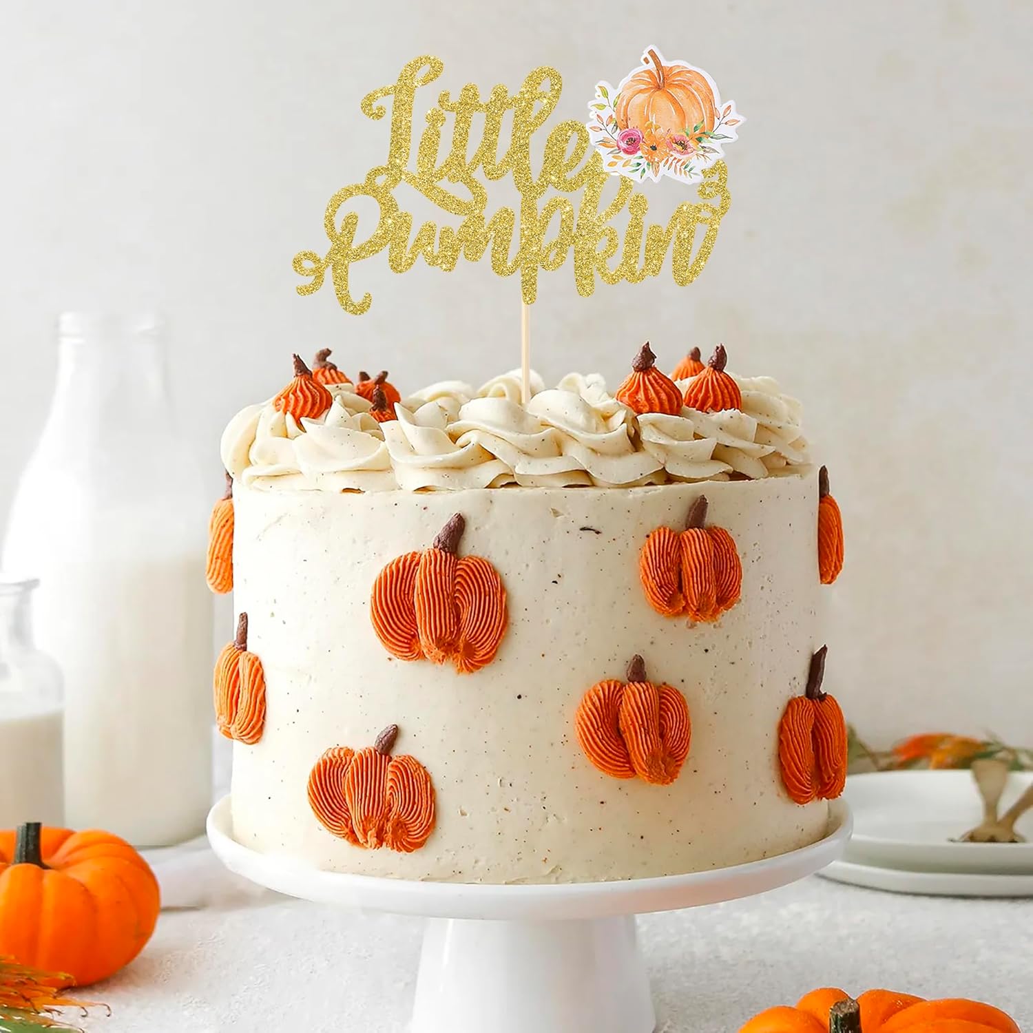 1 paquete de decoración de pastel de calabaza para baby shower, decoración de pastel de cosecha de otoño, temática de calabaza, Acción de Gracias,