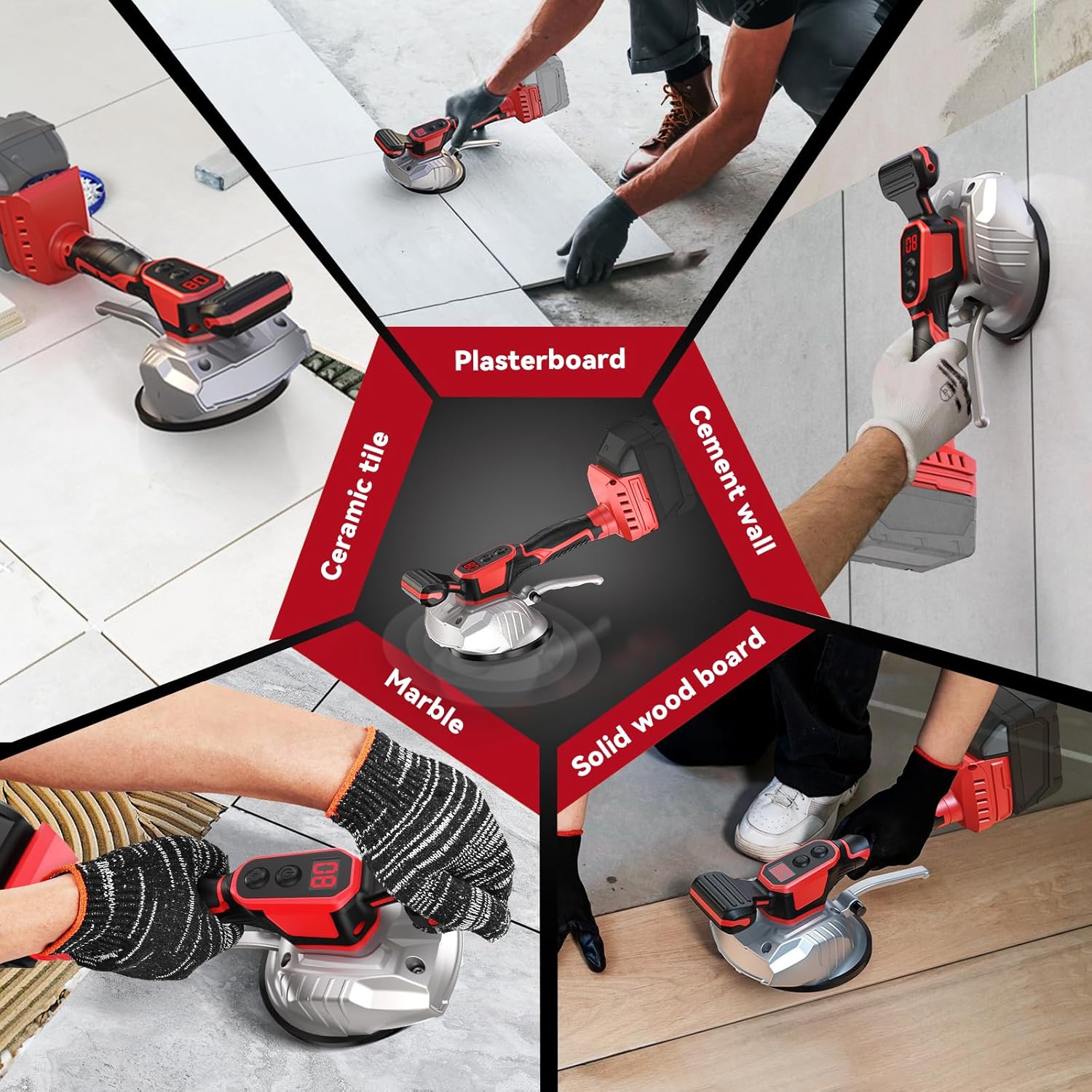 Máquina niveladora inalámbrica de vibración de azulejos, para batería Milwaukee de 18 V máxima, herramienta vibradora portátil Ecarke con 8
