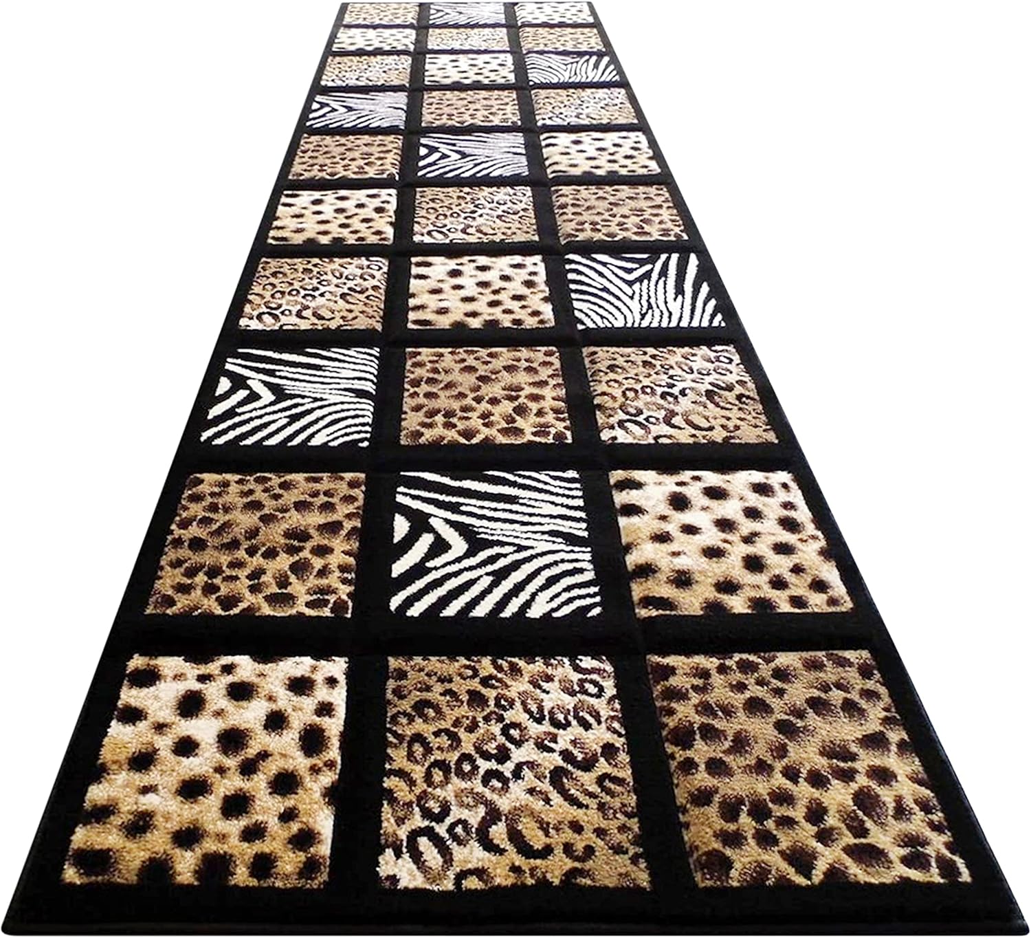 Alfombra con estampado de animales de escultura, 32 pulgadas x 7 pies, 251 color negro