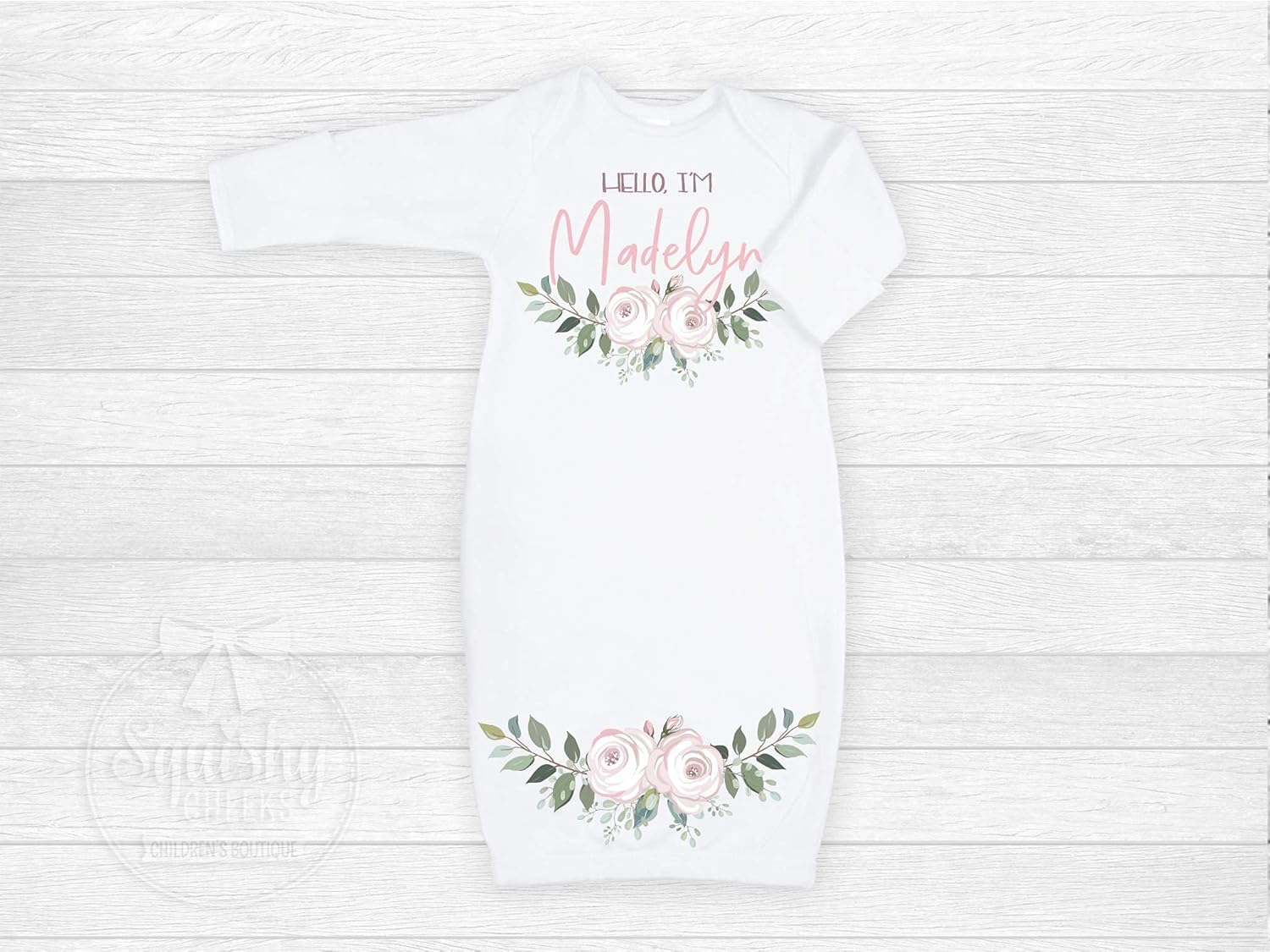 Personalized Newborn Baby Girl Sleeper Gown With Name