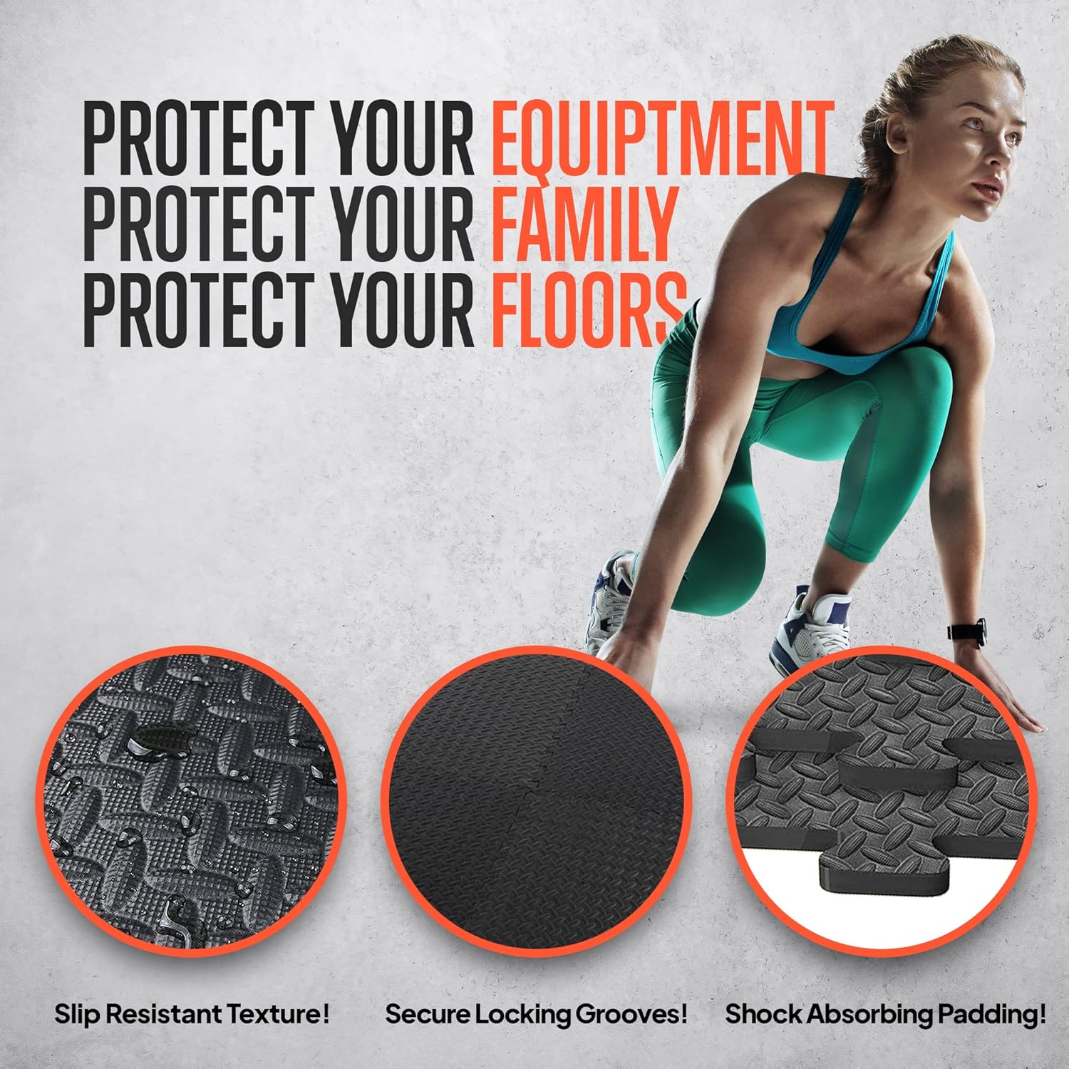 Thick Puzzle Exercise Mat Foam Interlocking Tiles Protect Floors from Gym Equipment Exercise, Durable Non-Skid Texture, Kid Baby Family Safe Easy to