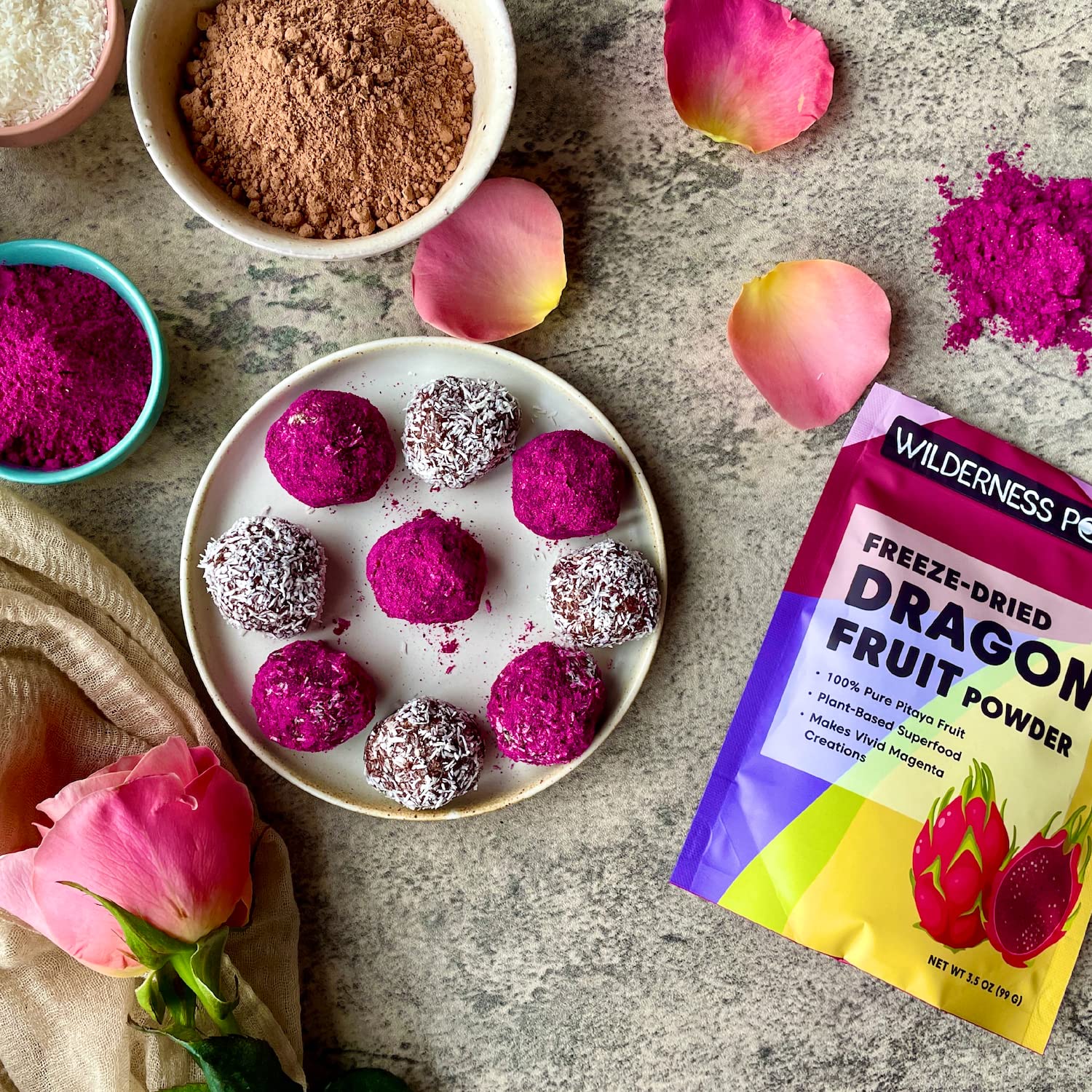 Wilderness Poets Polvo de fruta de dragón liofilizado – Pitahaya rosa (32 onzas)