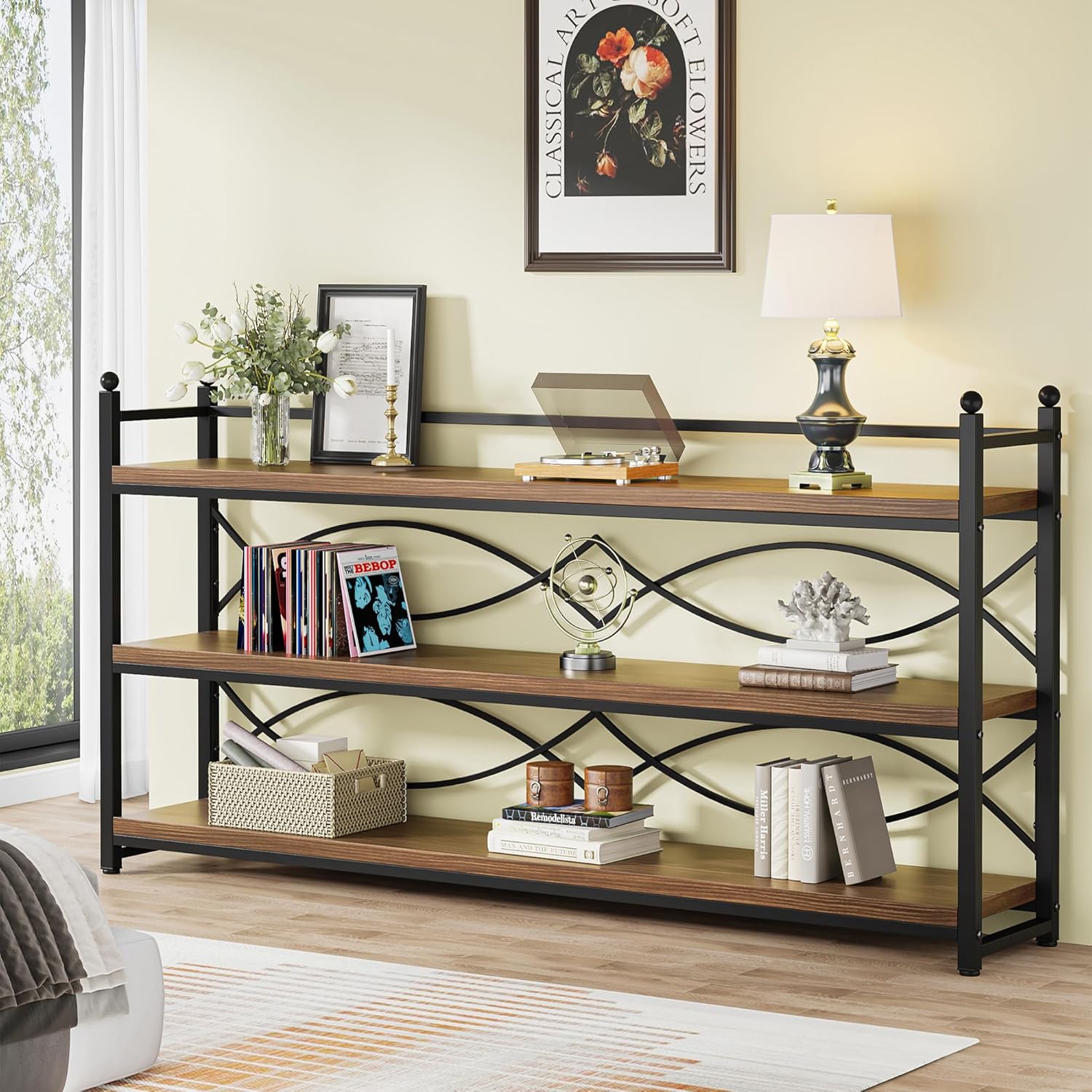 Tribesigns Mesa consola de 70.9 pulgadas de largo con almacenamiento de 3 niveles, mesa consola extra larga para sofá detrás del sofá, mesa de