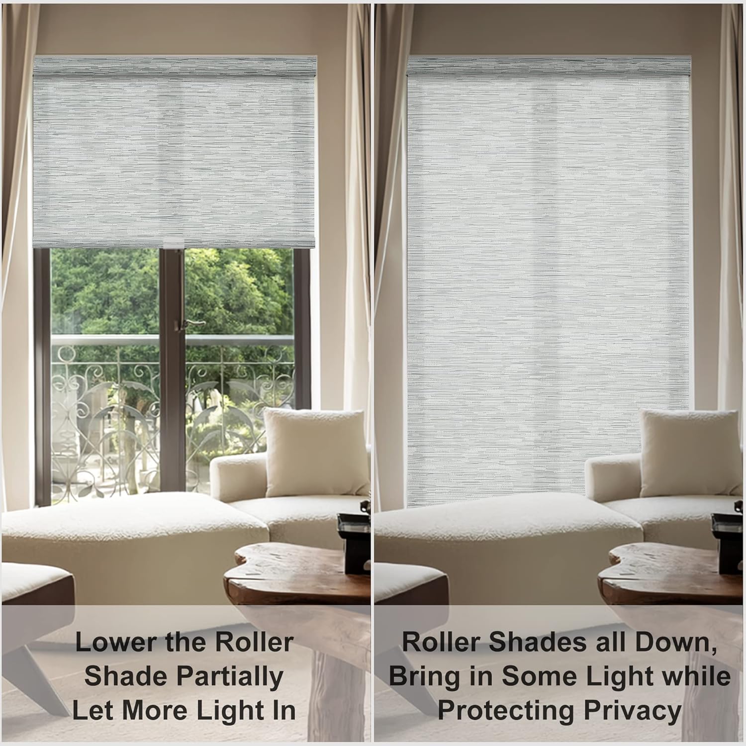 HOTSOON Persianas enrollables con filtro de luz para ventanas, sin cordones, de jacquard con cenefa de casete, cortinas semitransparentes para
