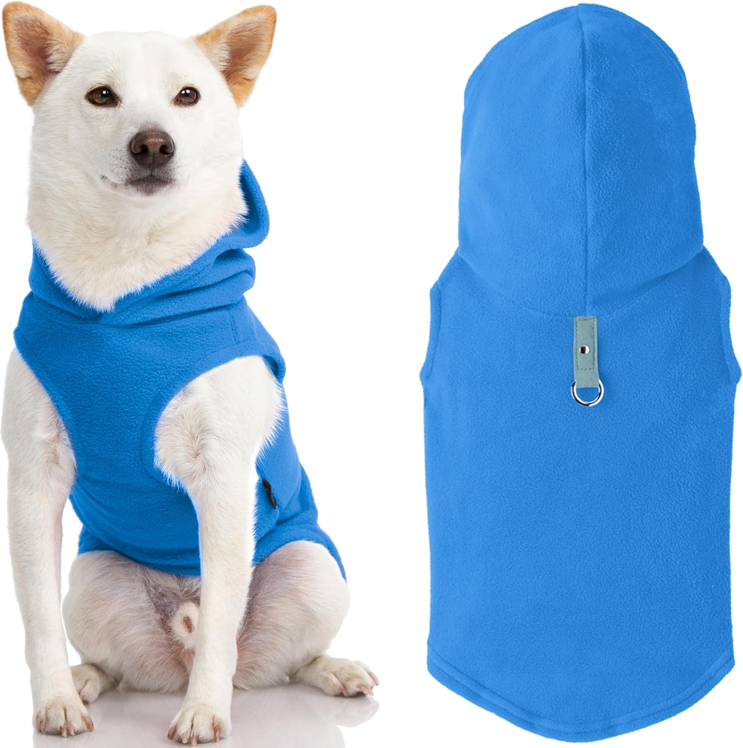 Gooby, vestimenta chaleco para perros para clima frío para todos los días con capucha para perros pequeños, L, Azul