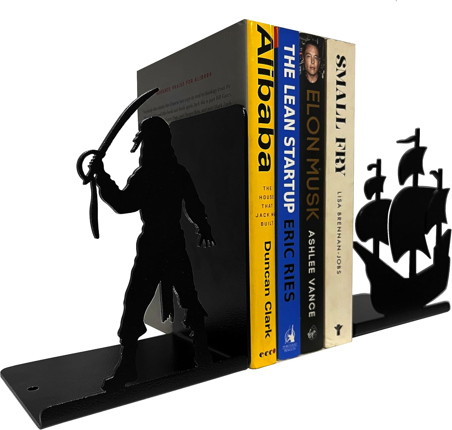 HeavenlyKraft Sujetalibros decorativos de metal para estantes, sujetalibros pirata, extremos de libros antideslizantes, tapón de libro para