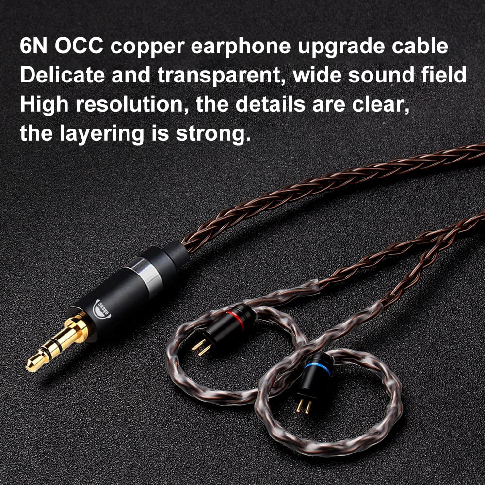 okcsc Cable de repuesto de 2 pines de 0.75, 8 núcleos, chapado en oro con enchufe de 3.5, cable de extensión de repuesto para KZ AS10 ZS10 ZS6 ZSR