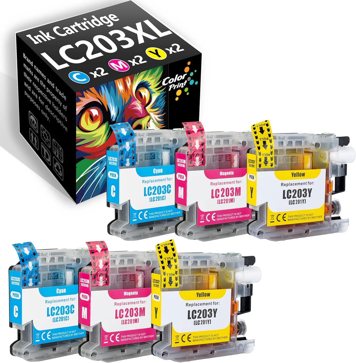 ColorPrint LC203 – Cartucho de tinta de color compatible con Brother LC203 XL LC203XL LC-203XL LC201 para impresora MFC-J480DW MFC-J680DW MFC-J880DW