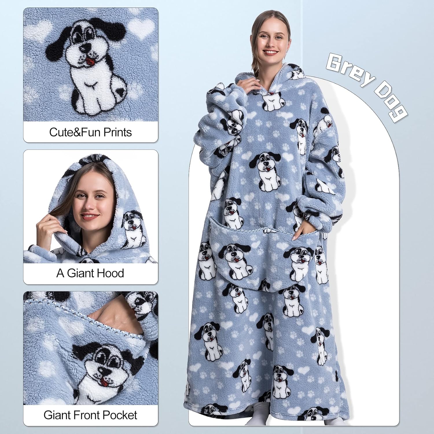 JULGIRL Manta de gran tamaño para mujeres y hombres, forro polar Sherpa gruesa y cálida con capucha con bolsillo gigante, súper acogedora, manta
