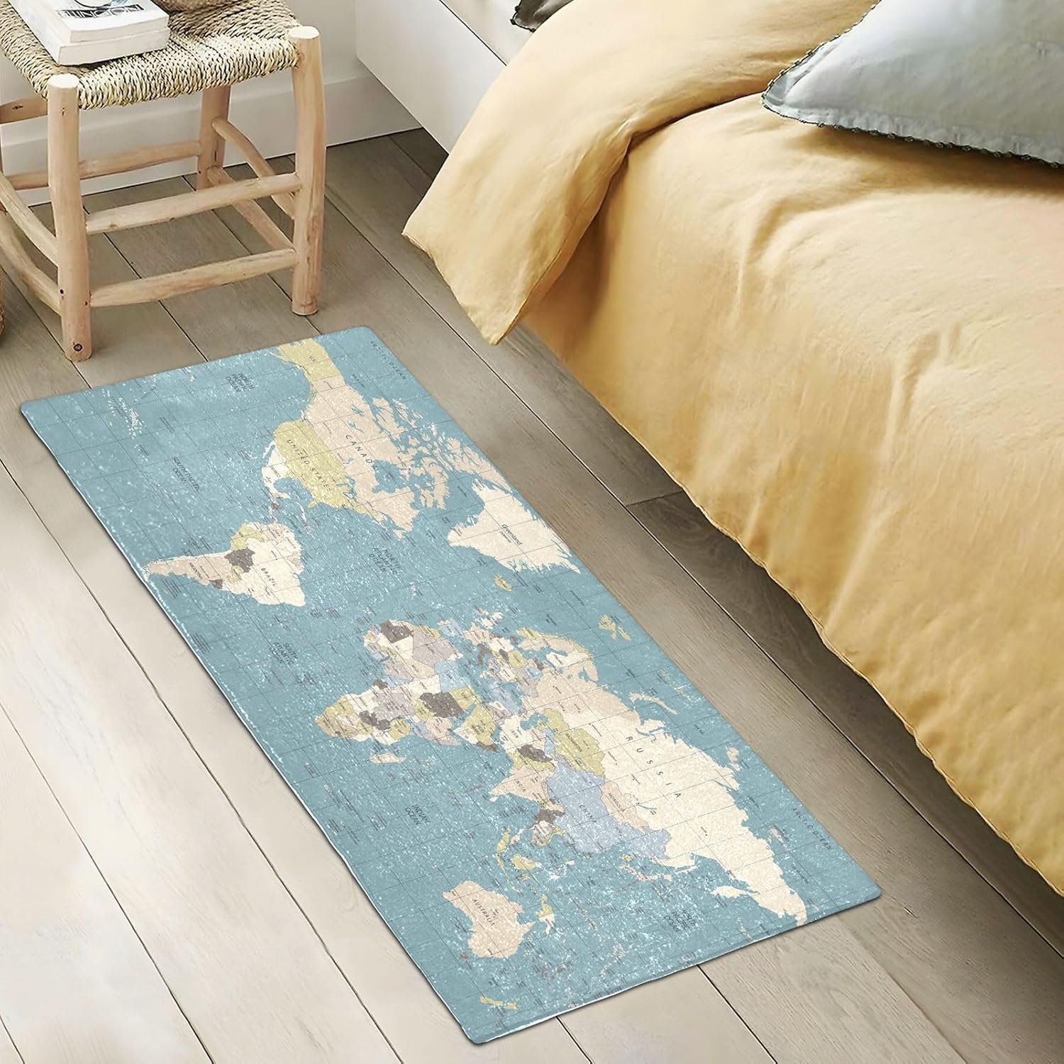 Joisal World Map – Alfombra de baño absorbente, cómoda alfombra de baño antideslizante, duradera y esponjosa, 39 x 20 pulgadas