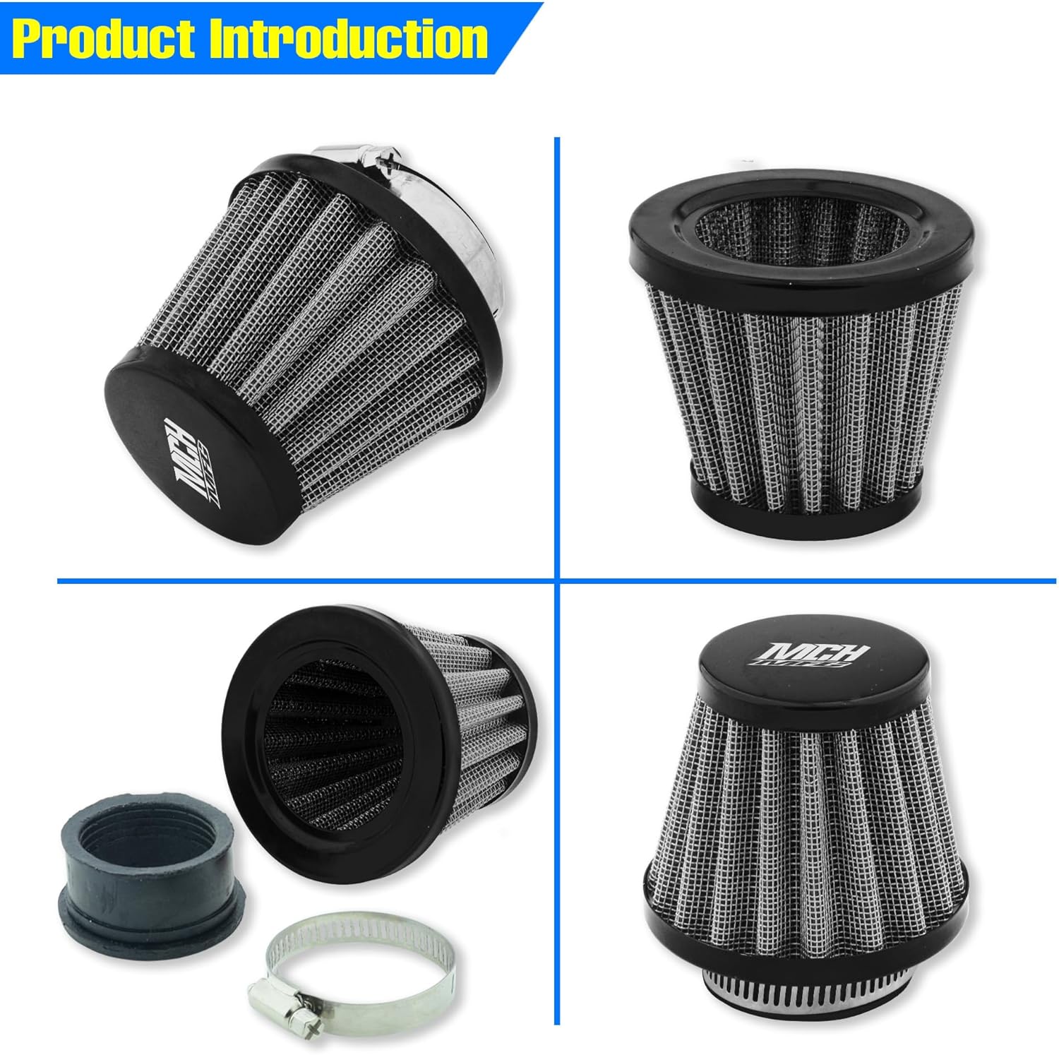 Filtro de aire de motocicleta de 1.496 in para SSR 110cc 125cc Coolster CRF Dirt Pit Bike GY6 50cc Scooter ciclomotor QMB139 piezas del motor (negro)