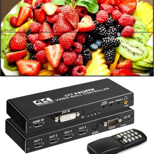 avedio links – Controlador de pared de video HDMI 2×2, procesador de pared de TV DVI HDMI 1080P a 60Hz con salida de audio, procesador de imagen de avedio links – Controlador de pared de video HDMI 2×2, procesador de pared de TV DVI HDMI 1080P a 60Hz con salida de audio, procesador de imagen de