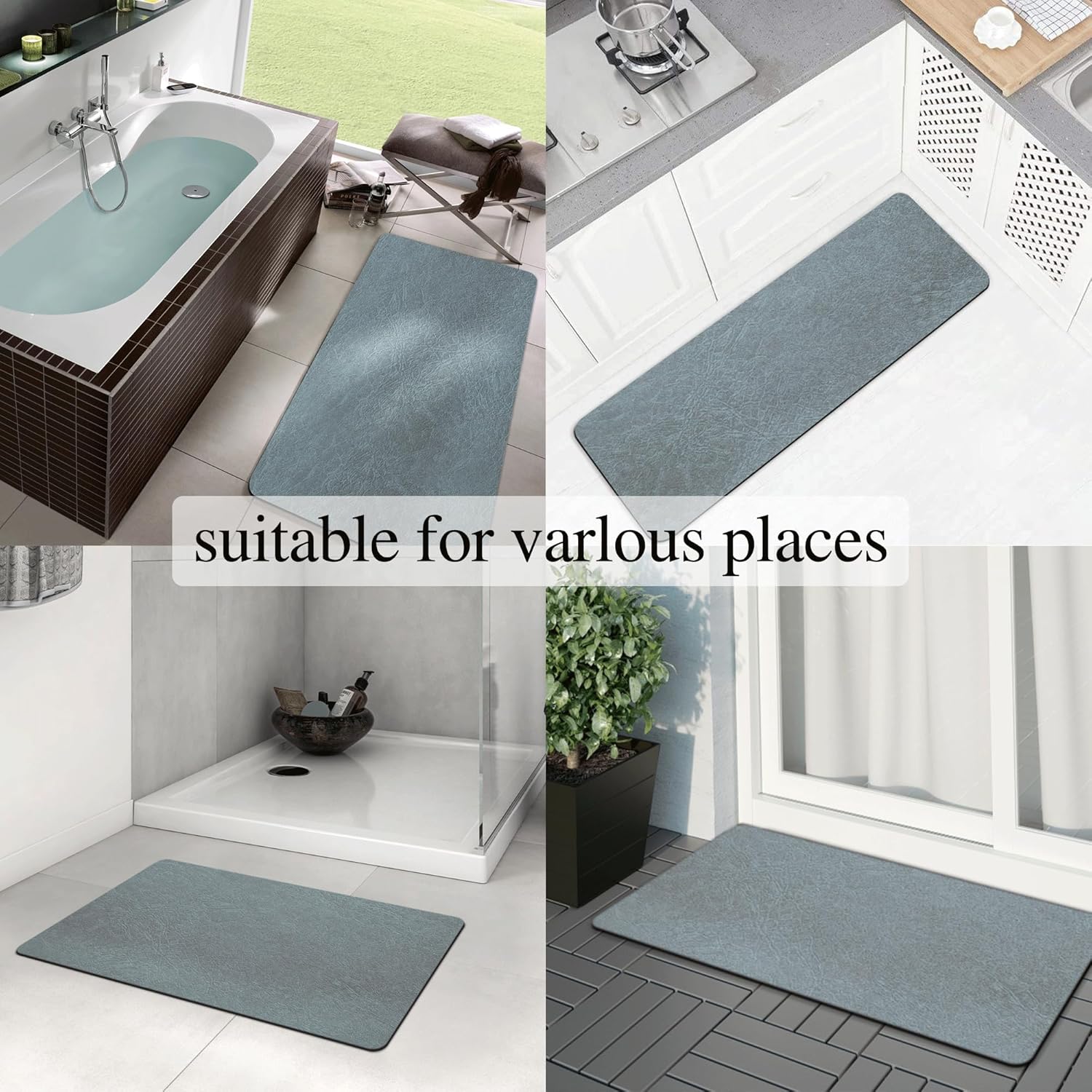 Tapetes de baño finos, tapete de baño de microfibra, alfombras de contorno antideslizantes, bañera a máquina, tapete de baño de piedra de baño de
