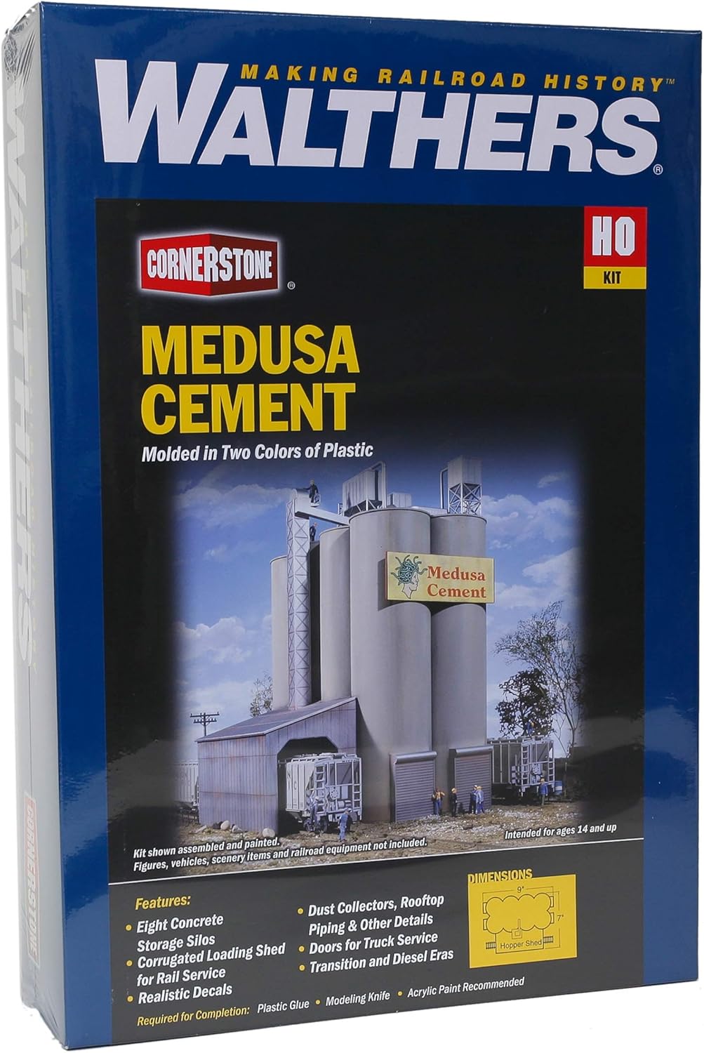 Walthers HO Scale Cornerstone Series174 Medusa Cement Company 9 x 7 x 11″ 8.9 x 6.9 x 10.8 in