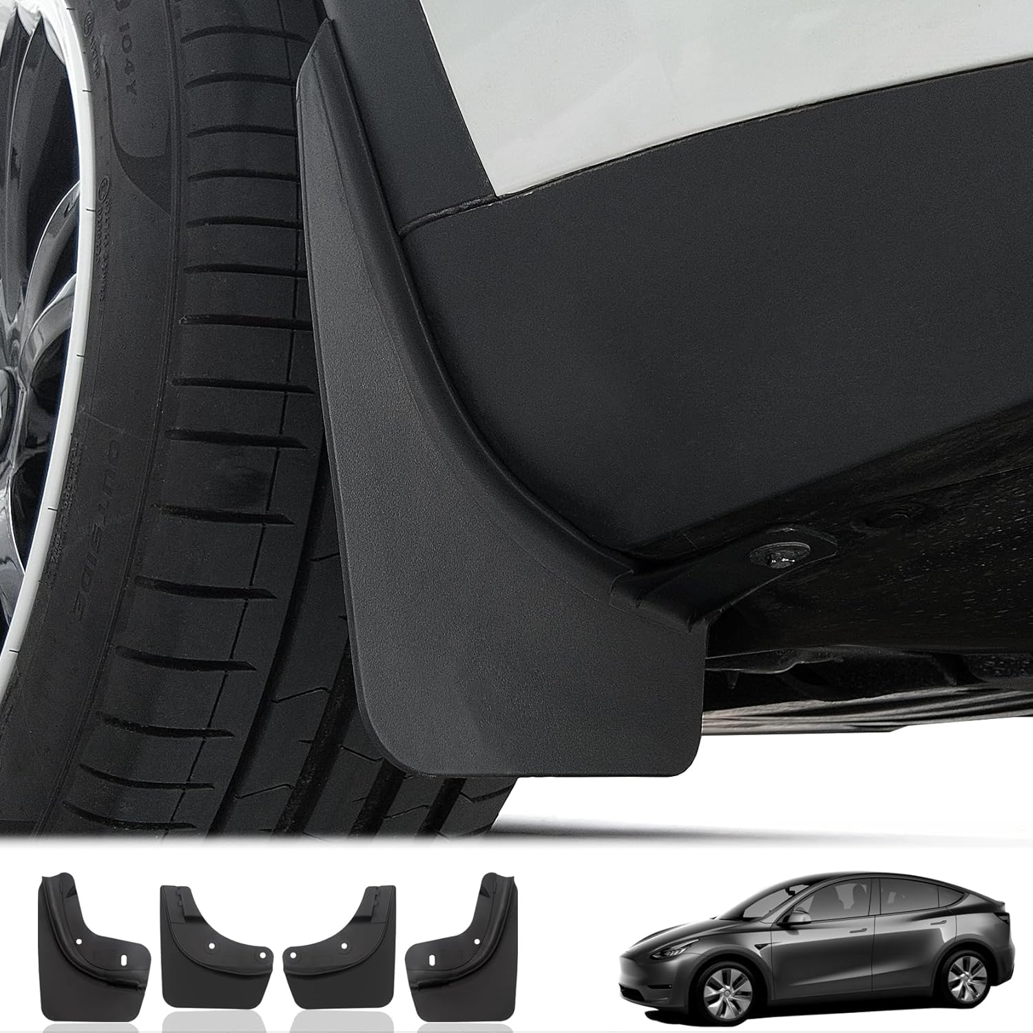 Aletas de barro para accesorios modelo Y 2021-2024, protectores de barro de material flexible a prueba de salpicaduras, no requiere perforación,