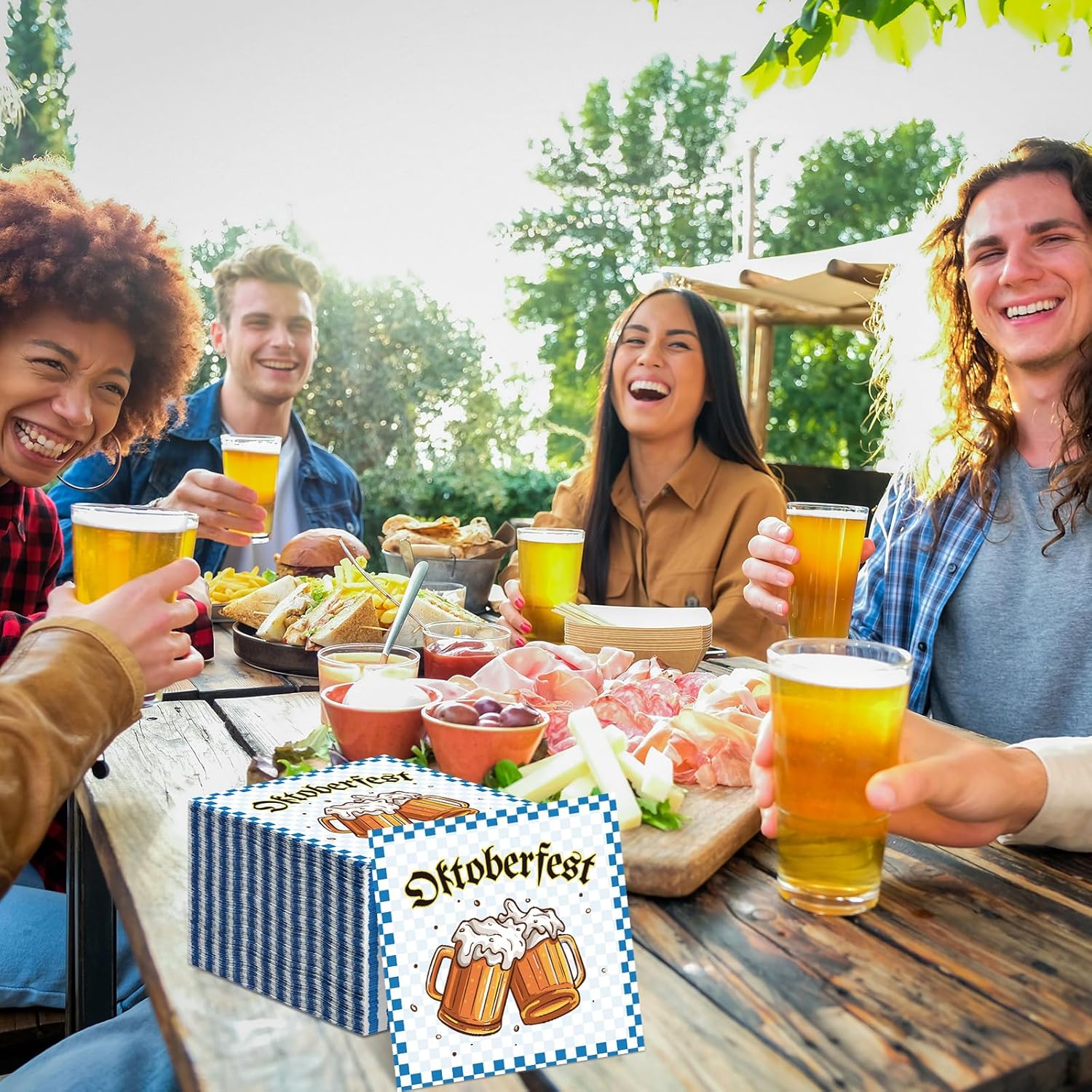 Honoson Servilletas de papel desechables para el Oktoberfest, 100 unidades, para almuerzo, cena, temática alemana, cerveza bávara, festival de