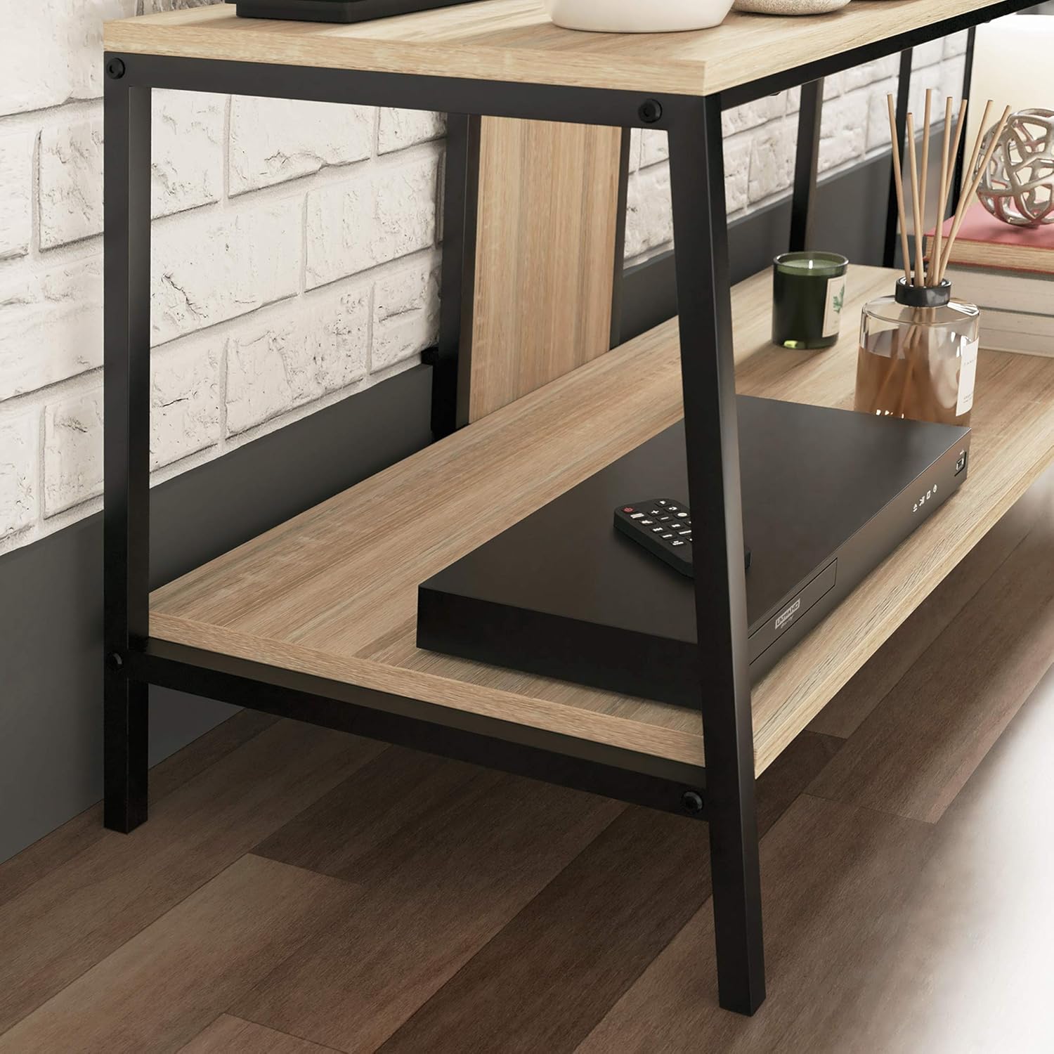 Sauder North Avenue Soporte para TV con soporte, L 23.75″ x Ancho 52.18″ x Alto 5.75″, Acabado en Roble Charter