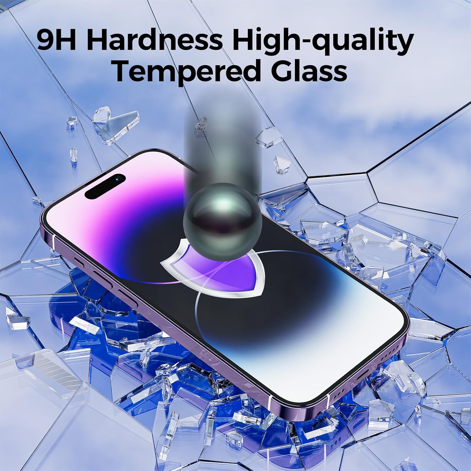 Xréel Paquete de 3 protectores de pantalla para iPhone 15 con 3 protectores de lente de cámara de vidrio templado, protector de platino, resistente