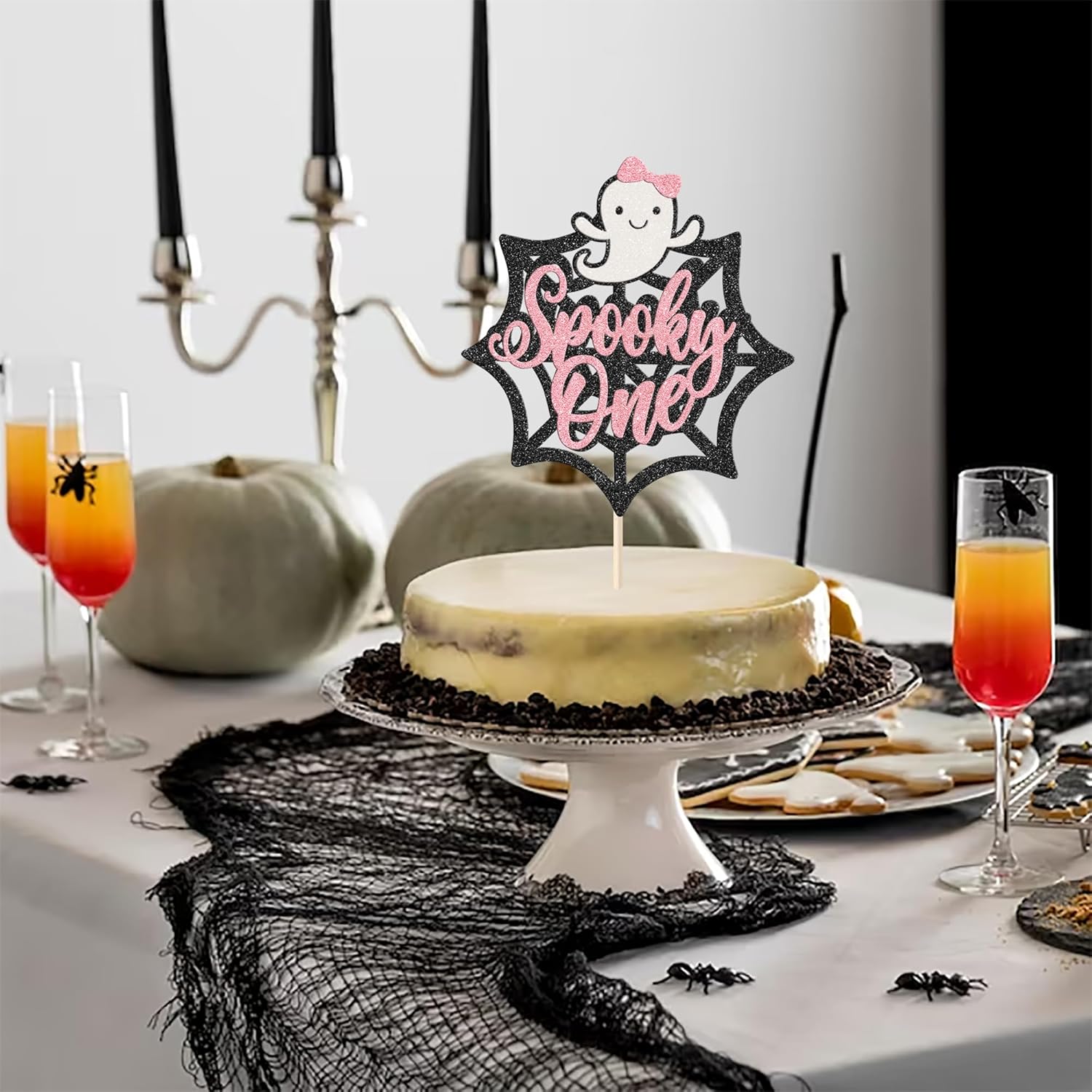 Rsstarxi 1 paquete de decoración espeluznante de Halloween para tarta, fantasma, murciélago, araña, espeluznante, para un cumpleaños, decoración de