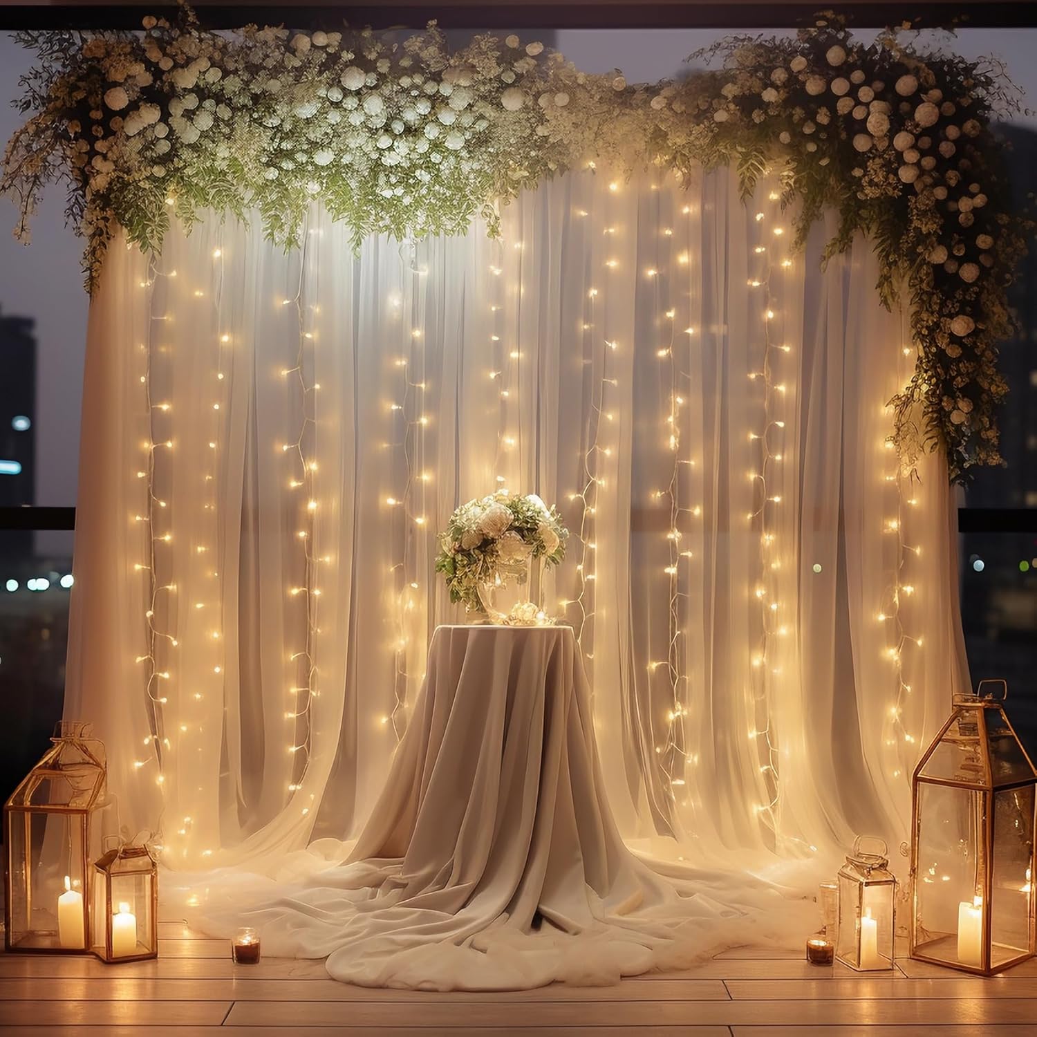 Little Funny Cortinas de fondo blancas con paneles de fondo de arco transparente claro para bodas, elegantes cortinas de telón de fondo, cortinas de