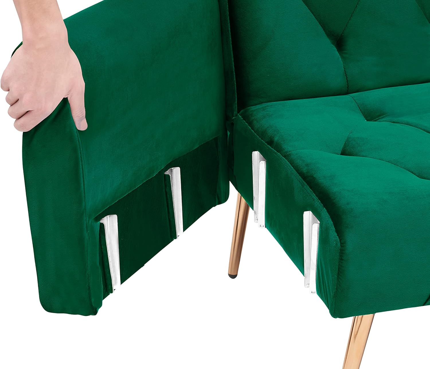 Comfy – Futón tapizado de terciopelo plegable para dormir, sofá biplaza convertible con 2 almohadas, sofá copetudo de 71 pulgadas y sofás con patas