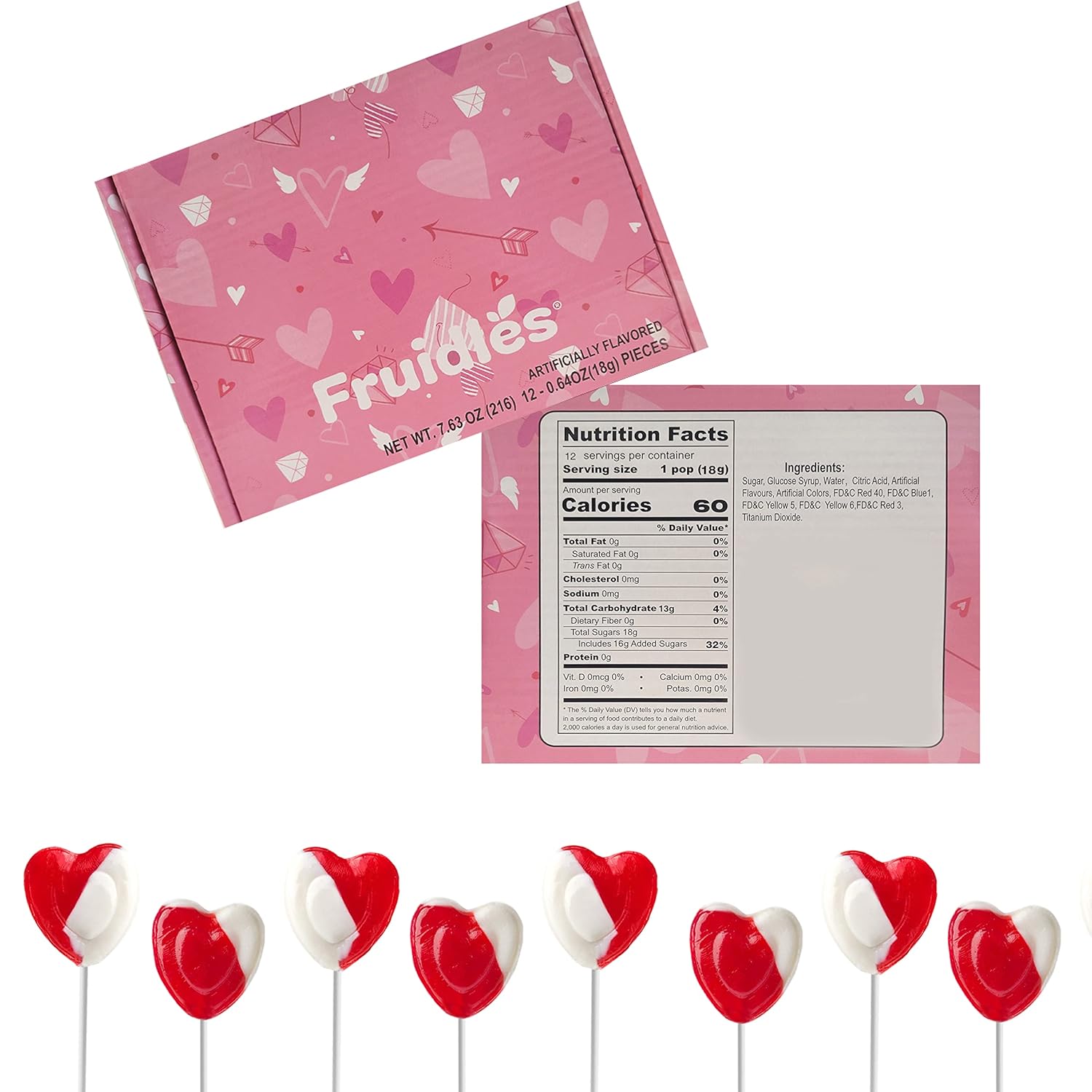 The Dreidel Company Paletas para el día de San Valentín con forma de corazón rojo sabor fresa y crema, envueltas individualmente (media libra),