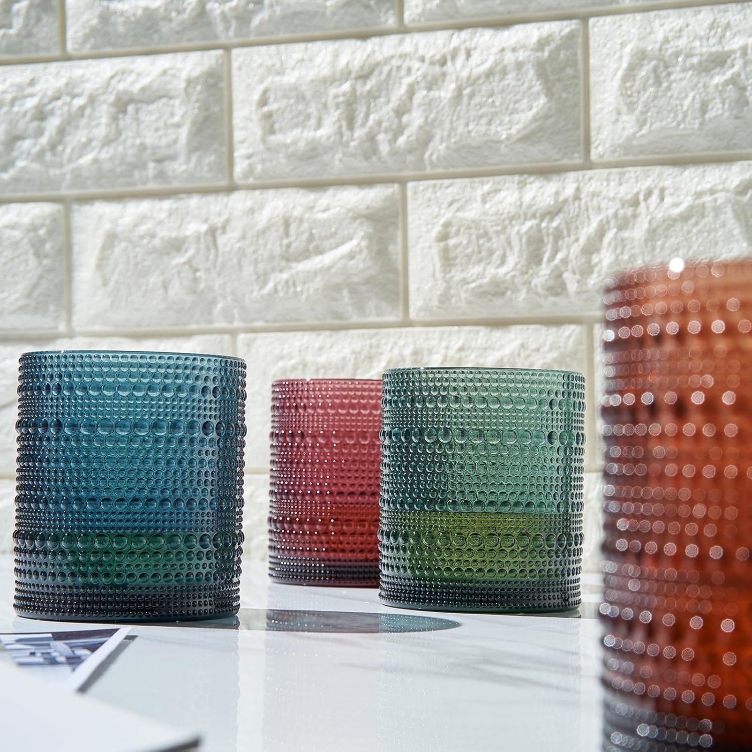 Vasos clásicos reutilizables de plástico, diseño de hobuña, irrompibles, juego de 4 vasos Tritan, vasos acrílicos irrompibles con cuentas, aptos