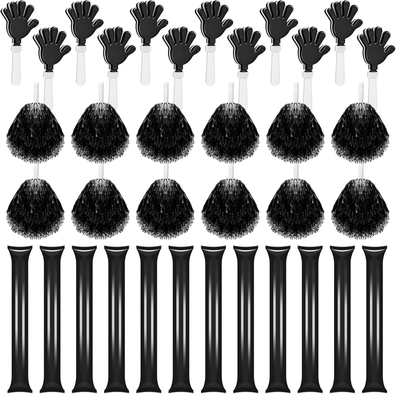 Sosation 36 pompones de animadora y palitos de trueno para eventos deportivos, juegos de fútbol, escuela, baile, equipo, artículos de espíritu,