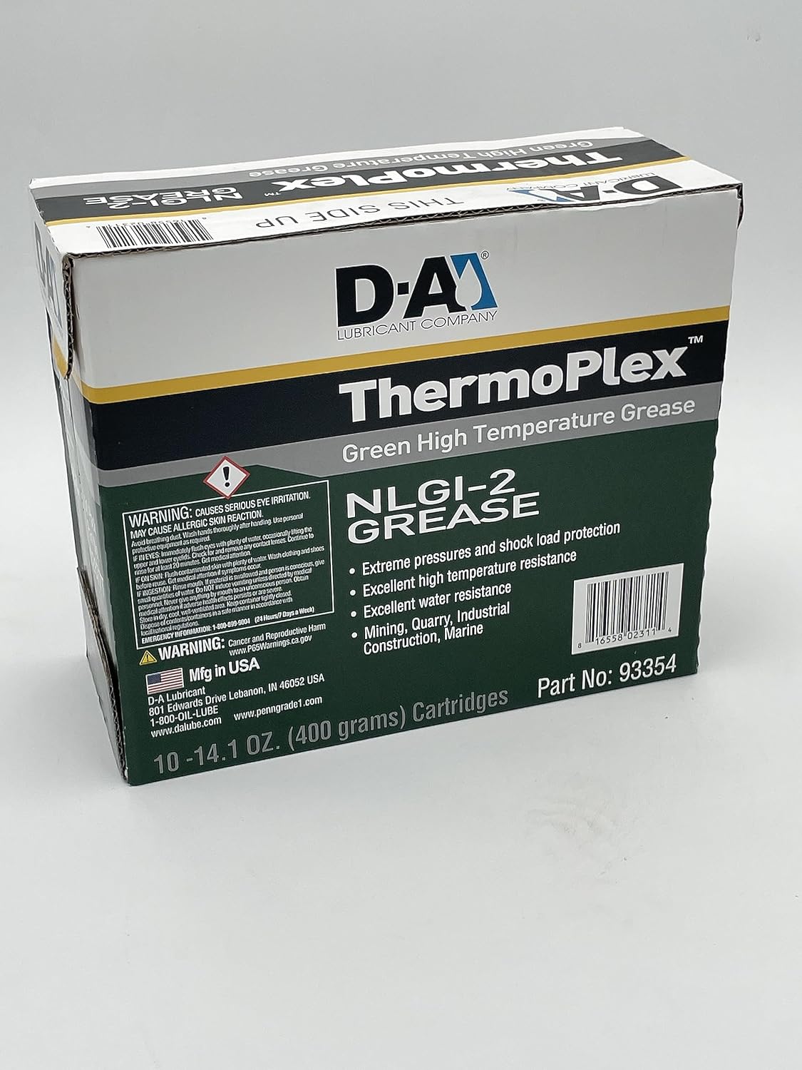 Thermoplex  NLGI 2  Tubos de grasa de 14 onzas  Caja de 10 tubos  Protección extrema de temperatura  Grasa a base de calcio