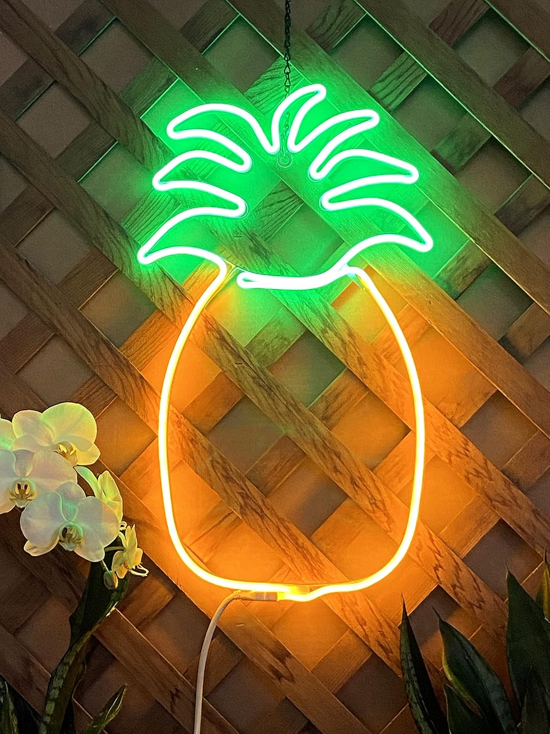 Cuerda de luz LED de neón de piña de 24 pulgadas