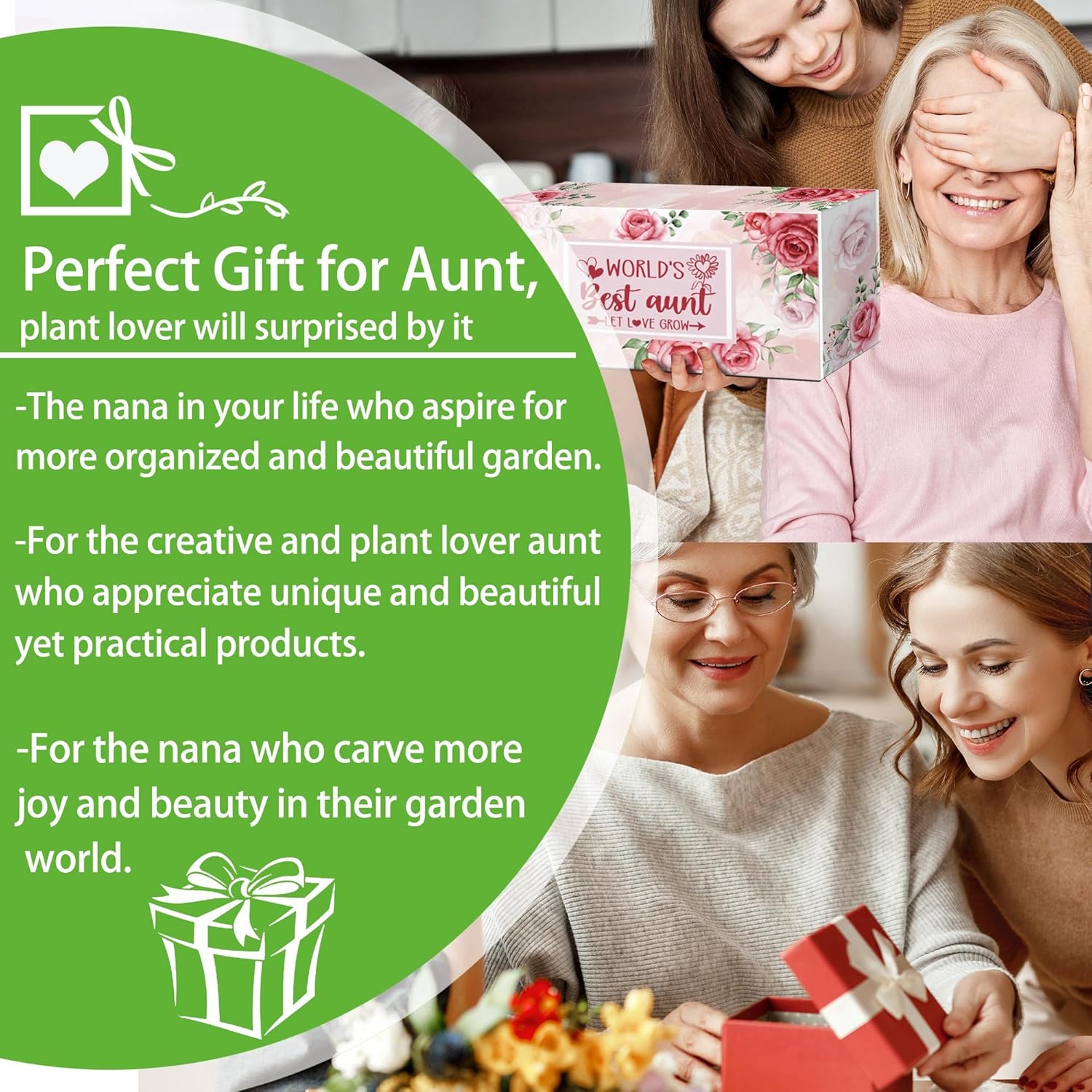 Regalos para tía, regalos para tía Navidad, regalos para tía de sobrina sobrino, regalos de jardinería para principiantes de horticultura al aire