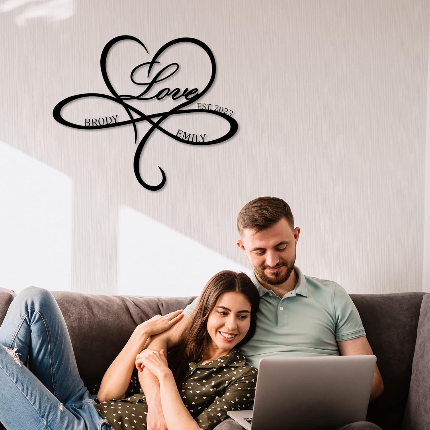 Personalized Infinity Heart Sign-Custom Love Metal Wall Decor-Infinity Symbol Love Metal Sign with Names-Personalized Gift for