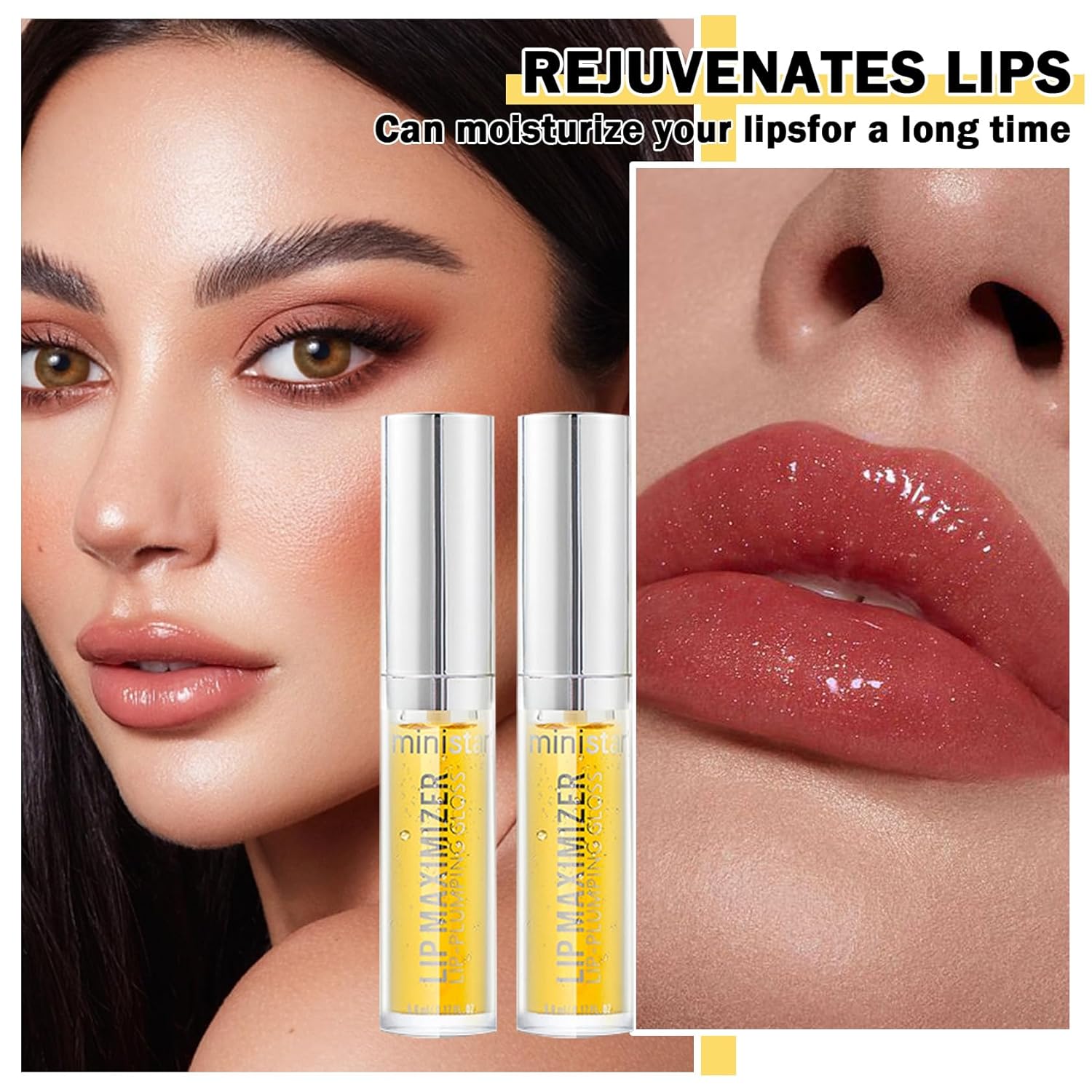 AWCCXMYM 2 unids Lip Plumper Clear Lip Gloss Hidratante Iluminar Rellenador Brillo de Larga Duración Natural Hidratante Suave Cuidado de los Labios
