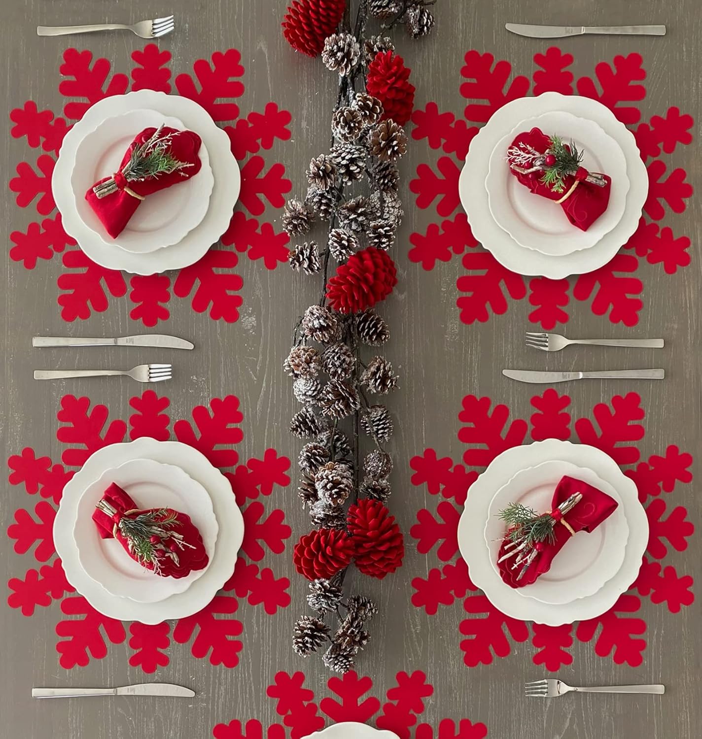 Silvana Papier Manteles individuales de papel troquelado para crear manteles de Navidad. Colección Copo de Nieve. Desechables Paquete de 12 unidades