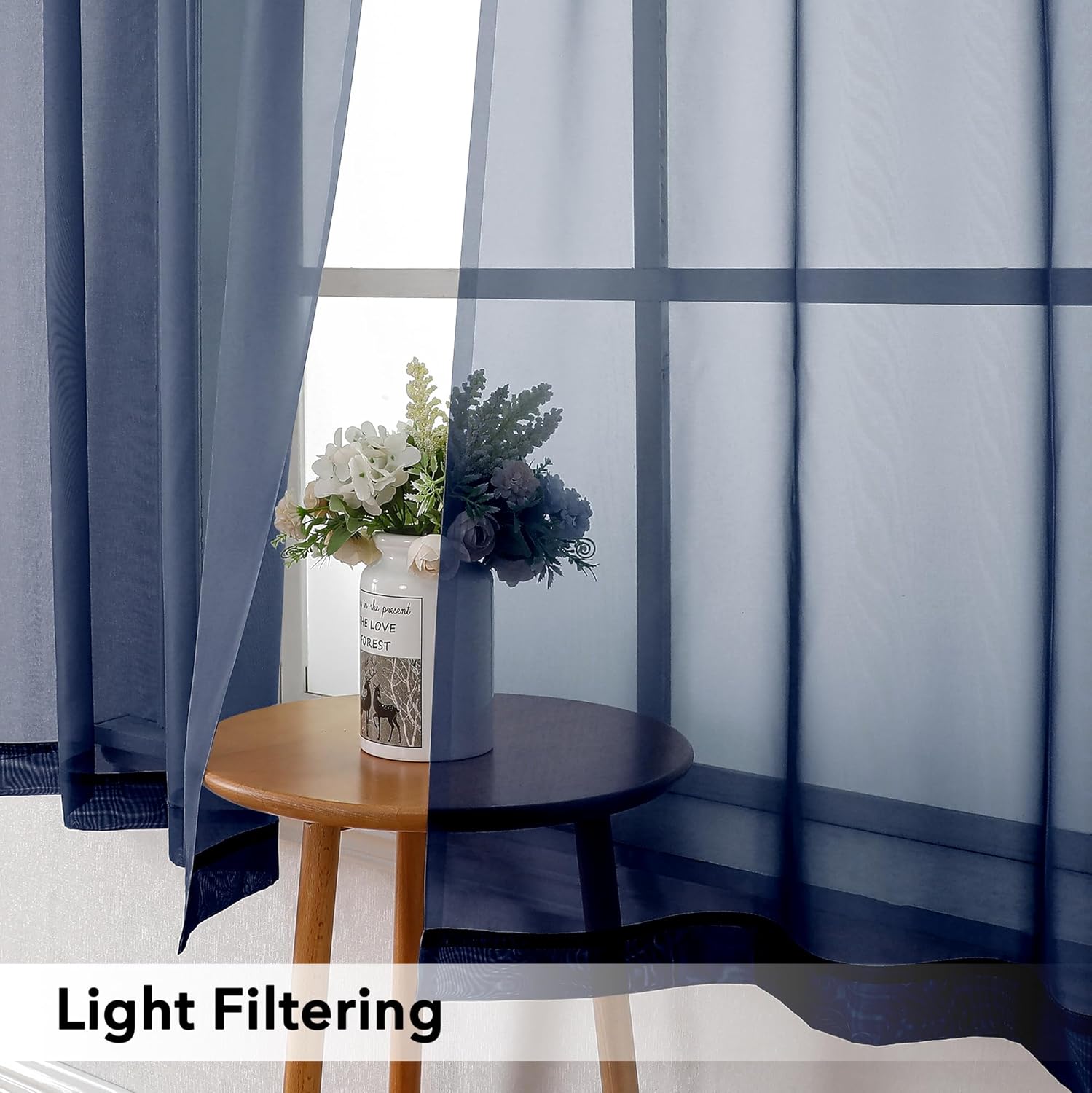 Simplebrand Cenefas azul marino de 14 pulgadas de largo para sala de estar, bolsillo de 2 paneles, filtrado de luz, traslúcidas, para ventana,