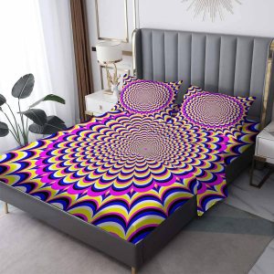 Sábanas de ilusión óptica tamaño Queen, sábanas y fundas de almohada con patrón psicodélico, bolsillo profundo de 16 pulgadas, juego de sábanas Sábanas de ilusión óptica tamaño Queen, sábanas y fundas de almohada con patrón psicodélico, bolsillo profundo de 16 pulgadas, juego de sábanas
