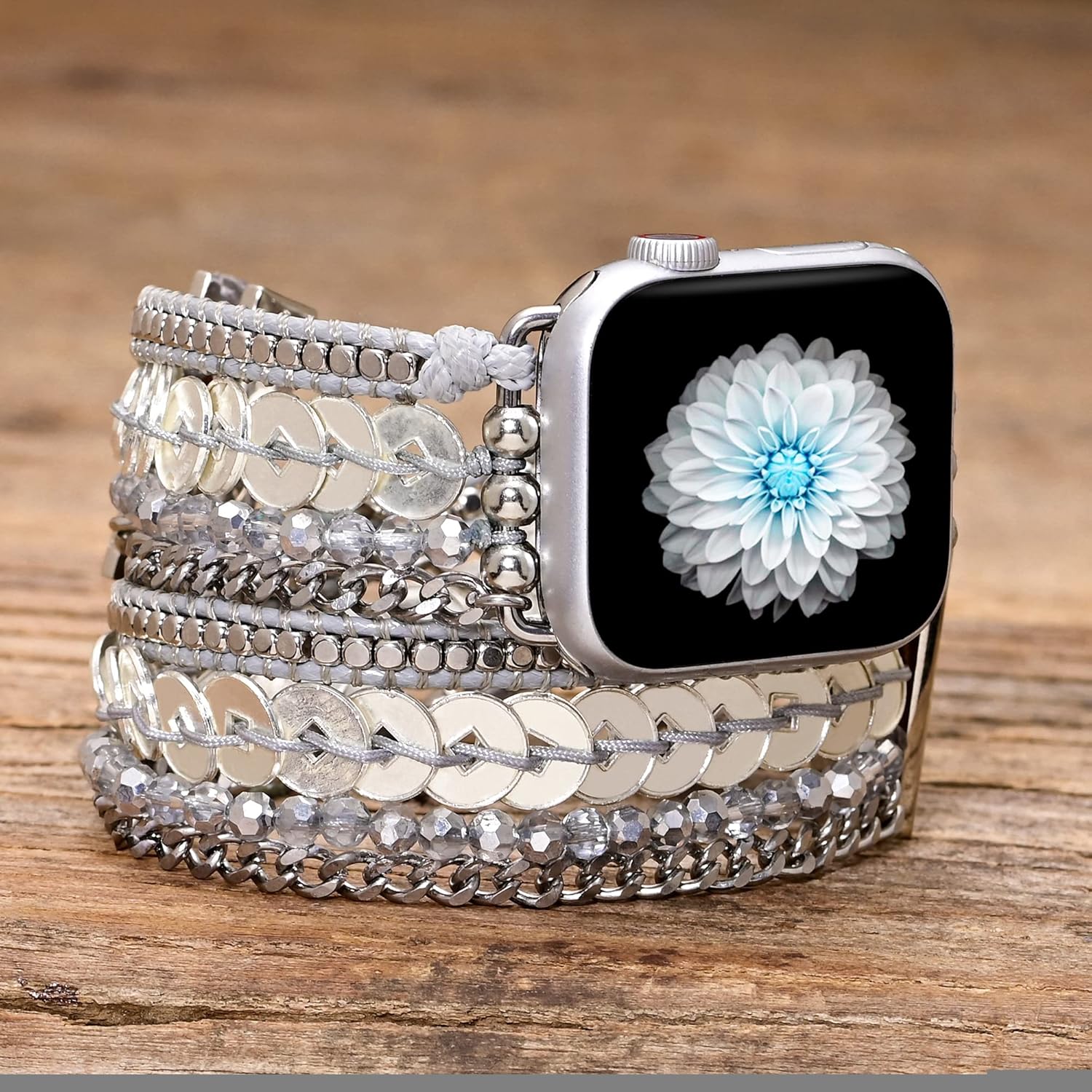 BOKIIWAY Pulsera de reloj bohemia compatible con Apple Watch Series 87654321SE  Correa de reloj bohemia para mujer  Correa de reloj de cuero