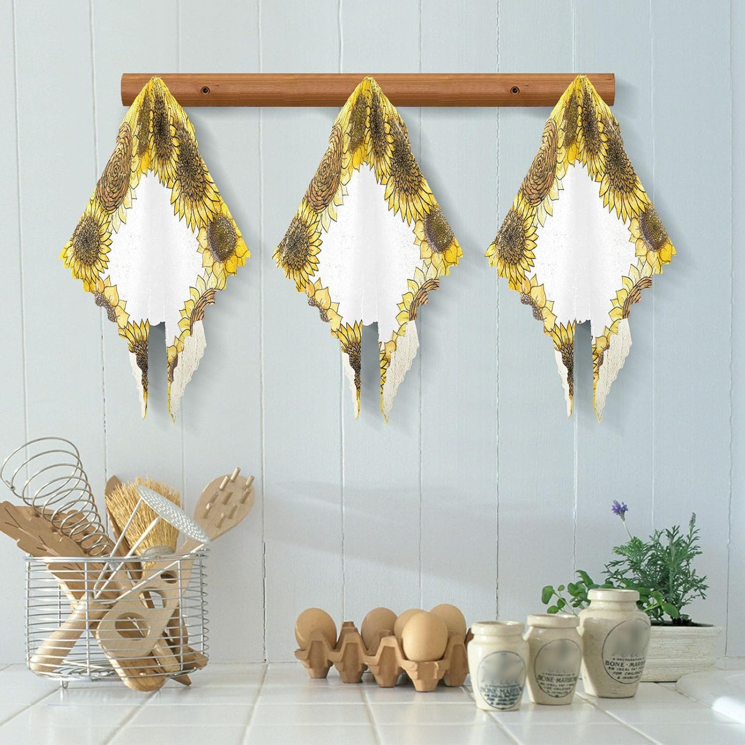 Sunflowers Round Frame 6 Pack Fast Drying Kitchen Towels Microfiber Decor Cotton Tea Cup Kitchen Towels for Bathroom Oven