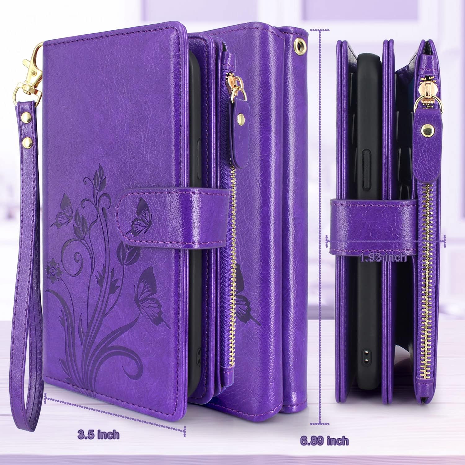 Lacass Funda para Samsung Galaxy A14 5G 2023, 12 ranuras para tarjetas Soporte para dinero en efectivo para tarjetas de identificación, bolsillo con