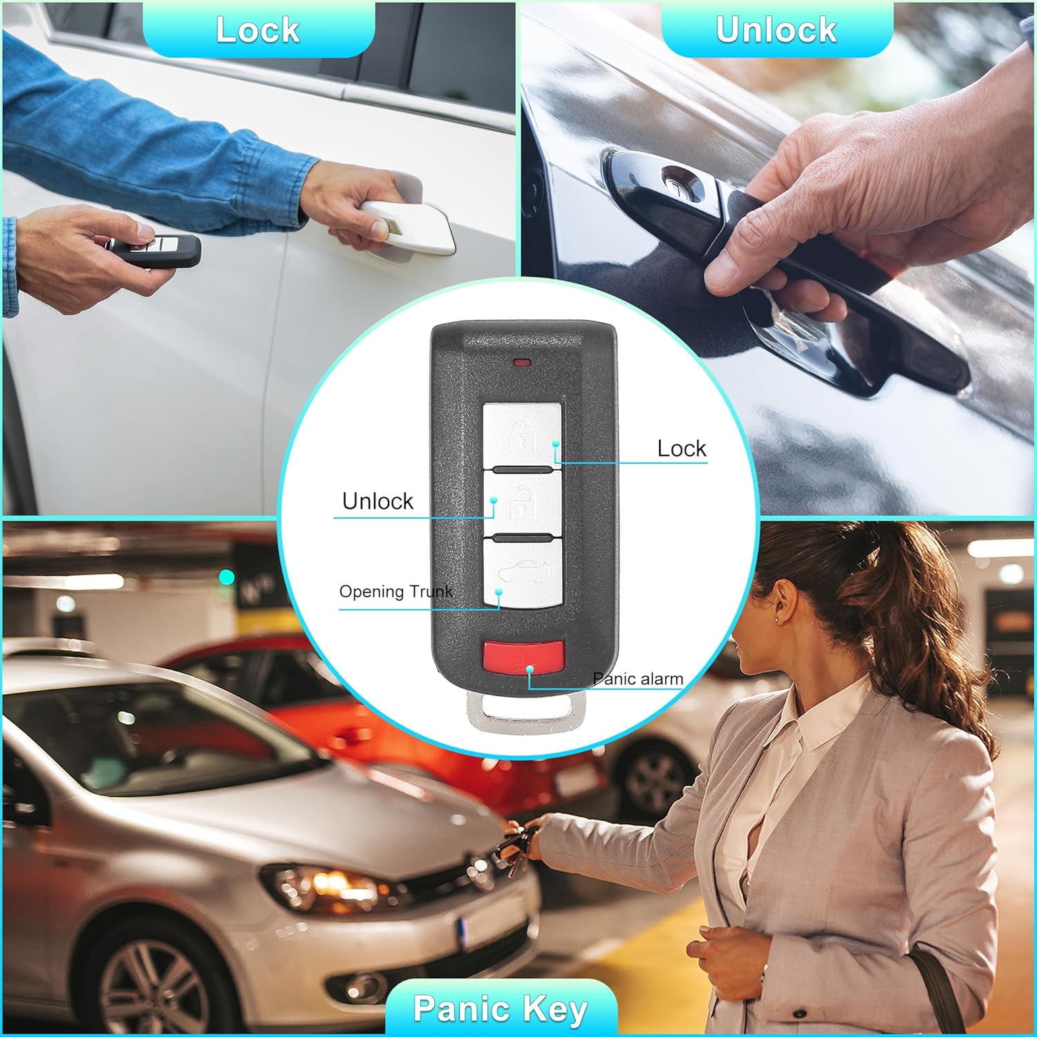 X AUTOHAUX 2 unids 315Mhz OUC644M-KEY-N Reemplazo de llave remoto de entrada sin llave para Mitsubishi Lancer 2008-2017 8637A228 8637B885