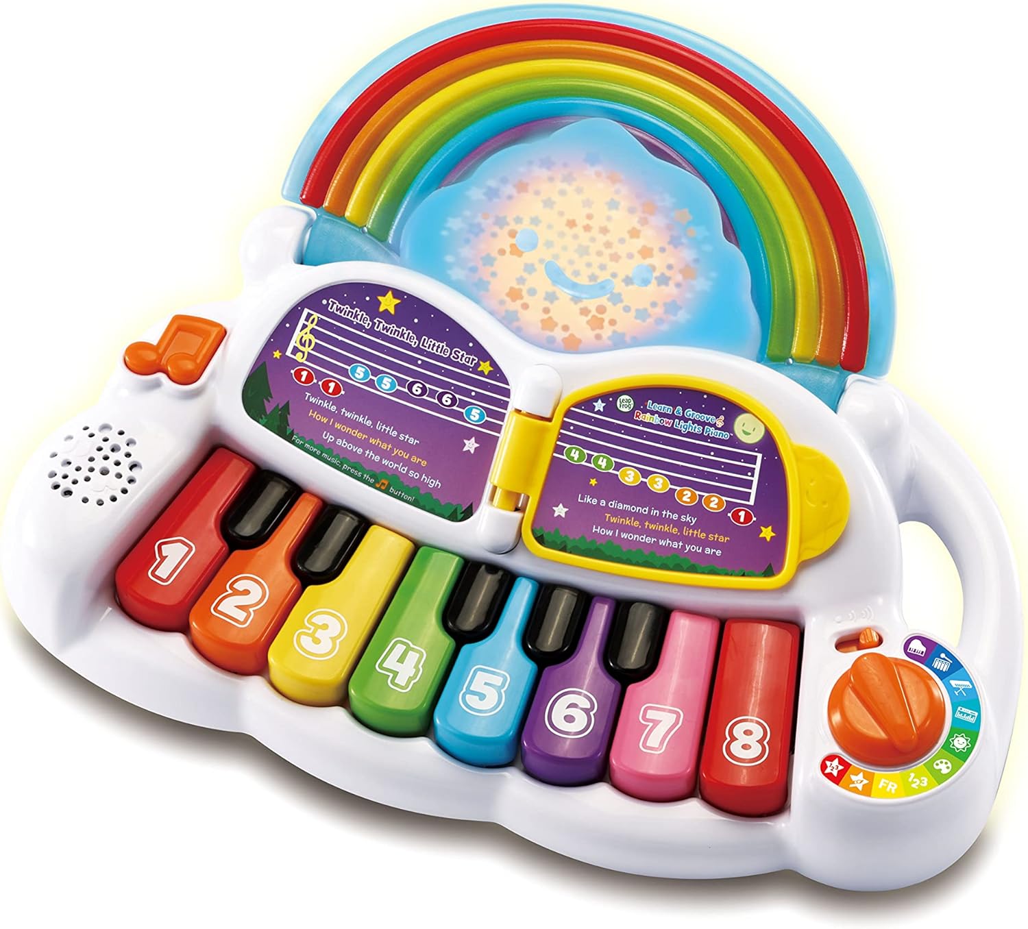 LeapFrog Learn & Groove – Piano de luces arcoíris, juguete musical para bebé con sonidos, colores y números, juegos de aprendizaje en inglés y