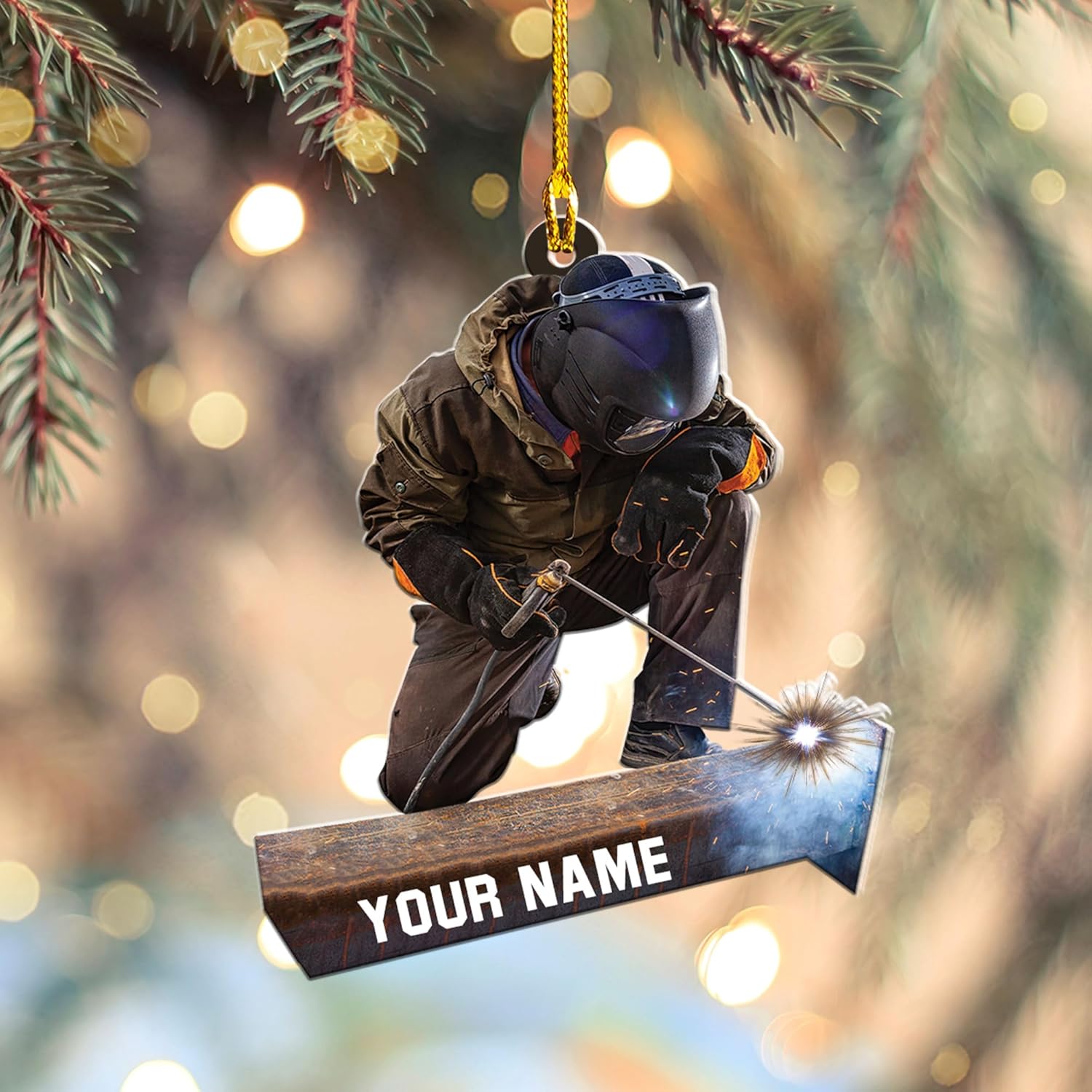 Artparel Adornos de soldador personalizados con nombre personalizado, adorno de Navidad, regalos de soldador, adornos de soldador para árbol de