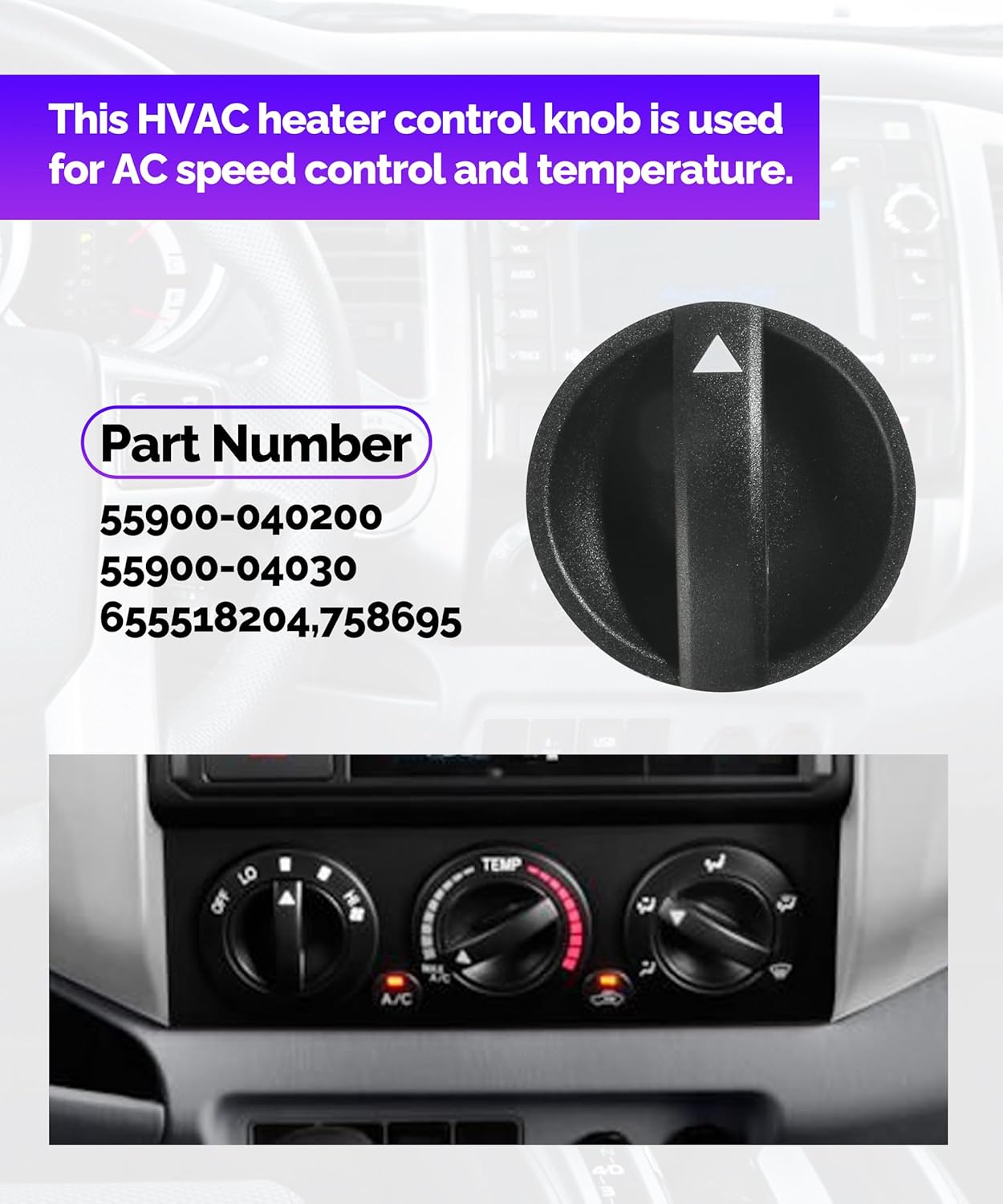 RACOONA Pomo de control del calentador, perilla de control del calentador HVAC, perilla de control del ventilador HVAC de temperatura del