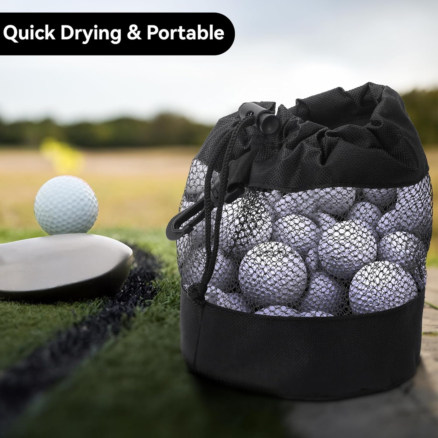 2 bolsas de almacenamiento de pelotas de golf, bolsas de malla de nailon para pelotas de golf, bolsa de golf con cordón, bolsa de golf, bolsa de