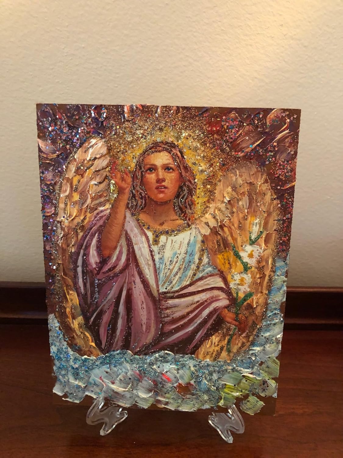 “Archangel Gabriel” 7,5x 5,5 Collectible, Hand-Painted Icon On Wood Panel – Alexander and Vera Antanenka, with Certificate Of Authenticity