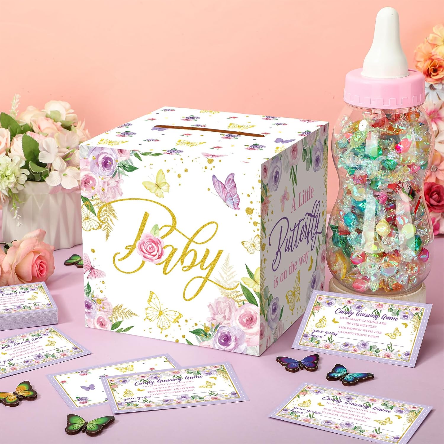 52 piezas geniales para juegos de baby shower, botella grande para juego de ducha, adivina cuántos caramelos, juegos de baby shower, juegos de