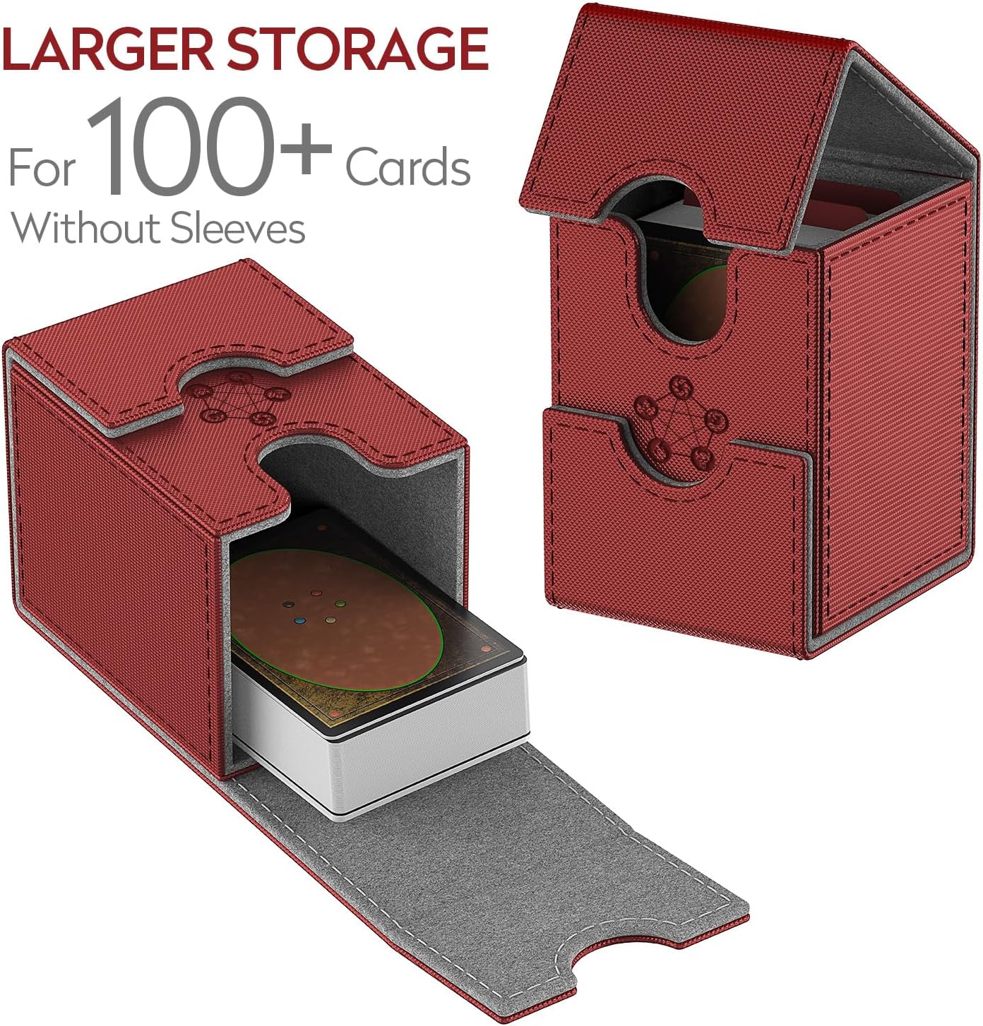 Caja de cubierta compatible con tarjetas MTG, funda para tarjetas coleccionables con 2 divisores por soporte, tamaño grande para más de 100 tarjetas