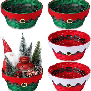 Roowest Cestas redondas de bambĂș de regalo de Navidad, cestas tejidas para regalos, cestas de personajes de vacaciones, cestas de regalo decorativas Roowest Cestas redondas de bambĂș de regalo de Navidad, cestas tejidas para regalos, cestas de personajes de vacaciones, cestas de regalo decorativas