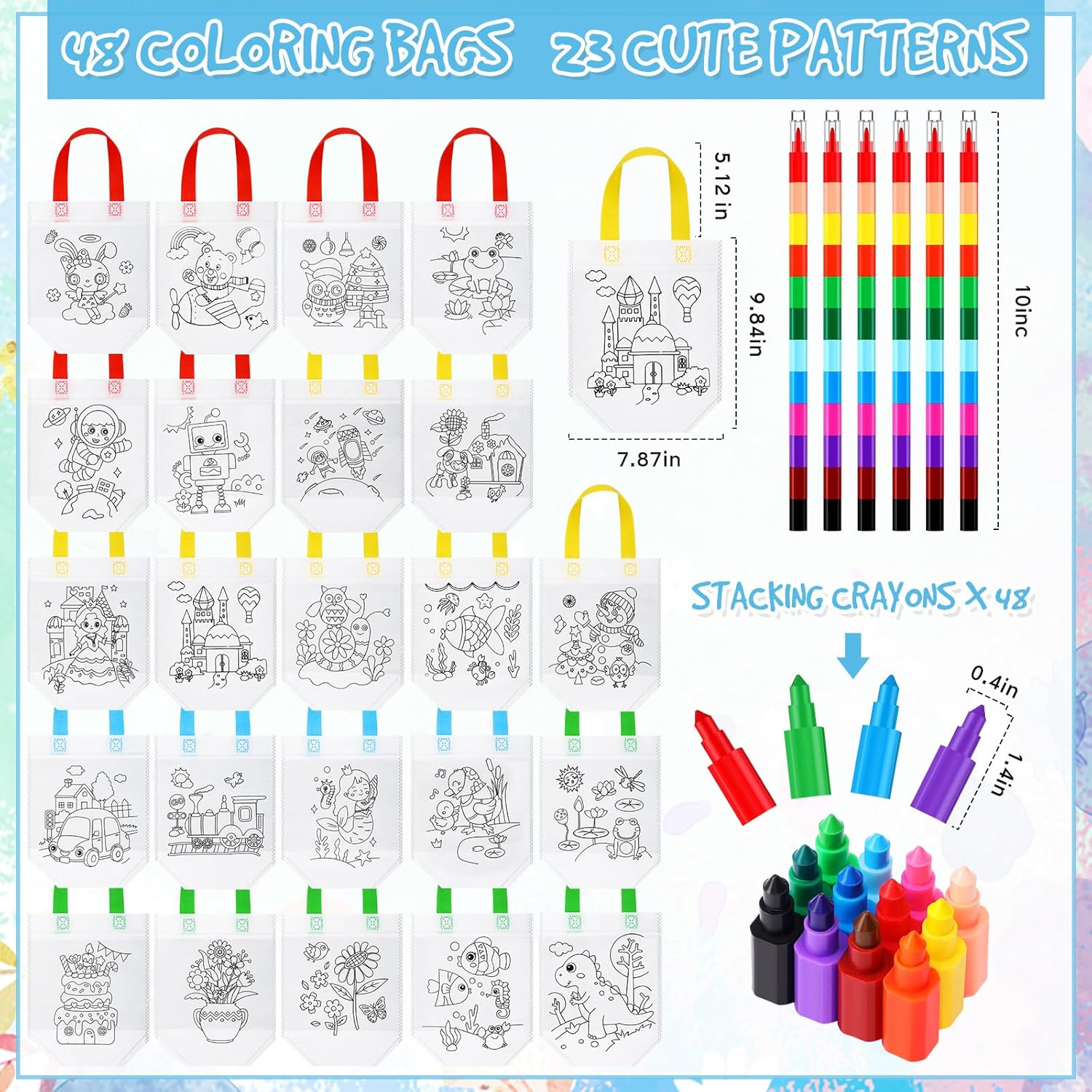 Lindas bolsas de regalo para colorear para niños, fiesta de cumpleaños, reutilizables, dibujos animados, para colorear, bolsas de mano no tejidas